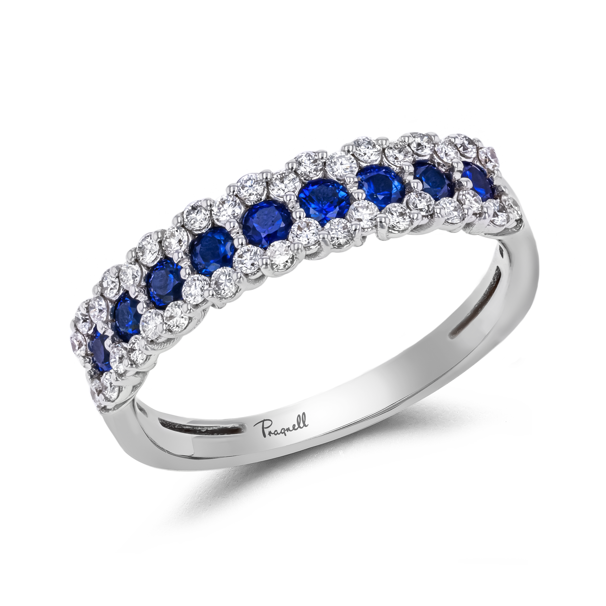 Brilliant Cut Sapphire and Diamond Ring Brilliant Cut, Half Eternity, Claw Set_1
