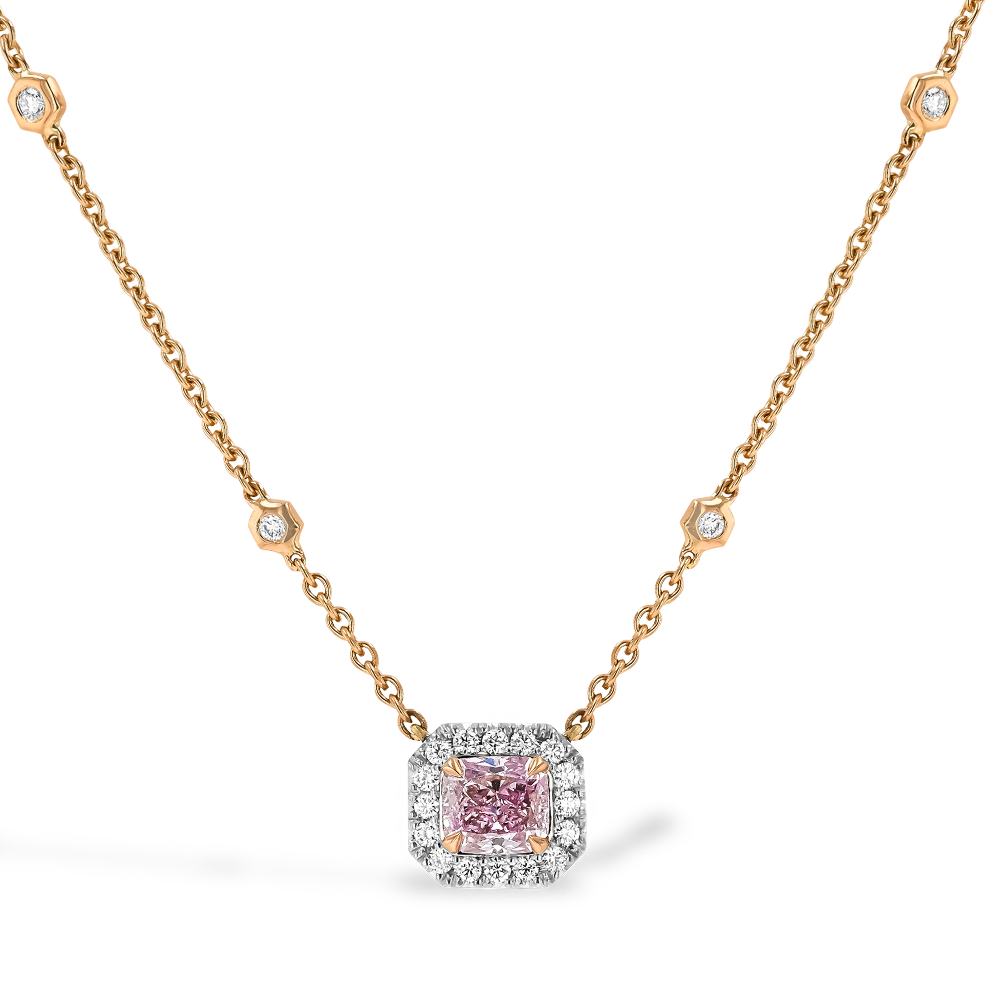 Masterpiece 1.04ct Fancy Purplish-Pink Diamond Cluster Pendant Radiant Cut, Claw Set_1