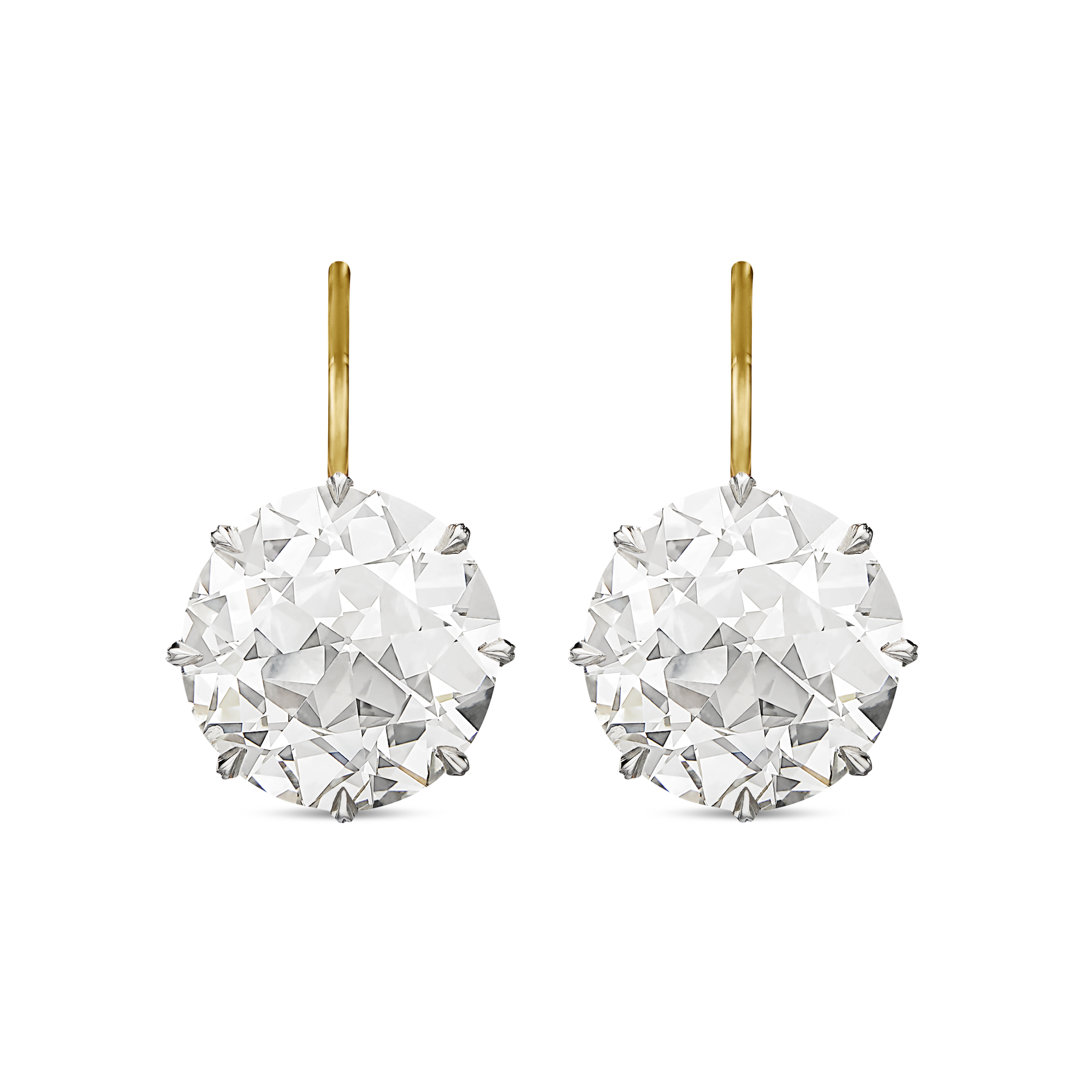 A pair of single stone 5.54ct & 5.41ct Old European cut diamond drop earrings Claw Set_1