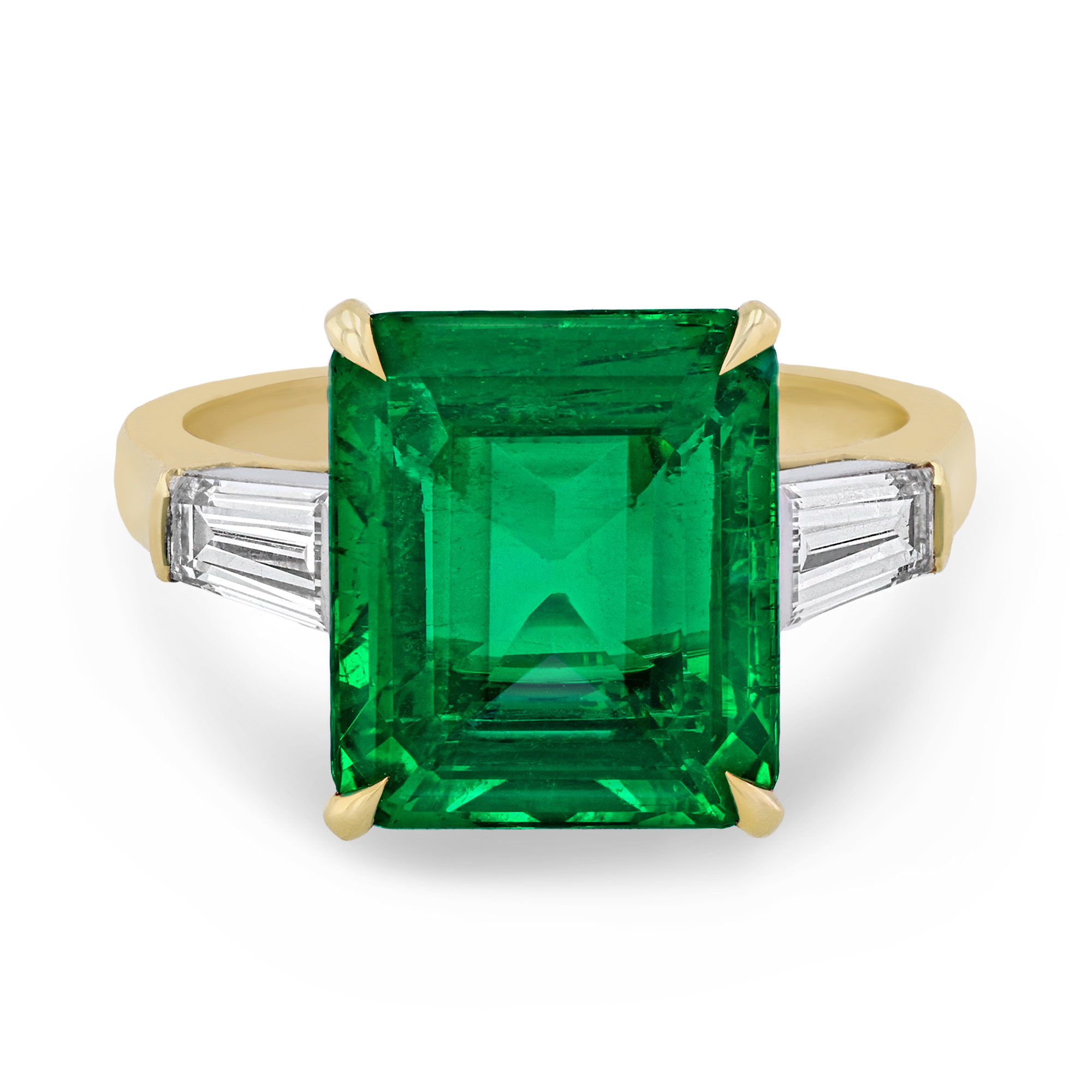 Masterpiece Regency Setting Colombian Emerald Ring Rectangular Step & Baguette Cut, Claw Set_2