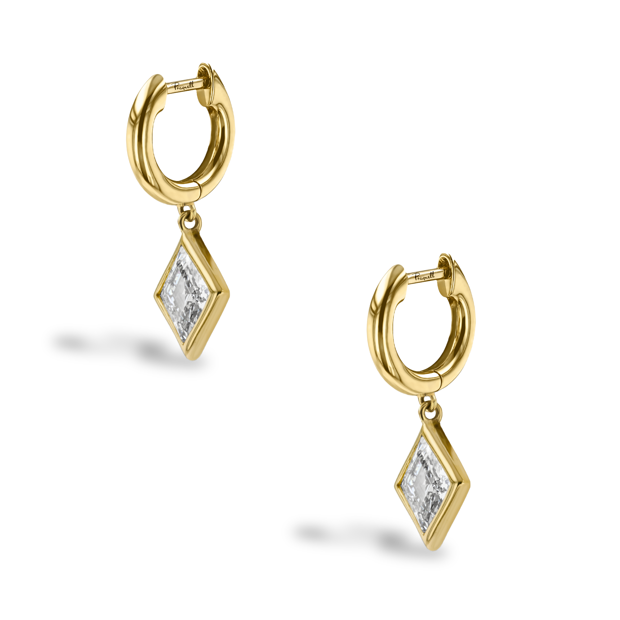 Lozenge Cut 1.27ct Diamond Drop Earrings Lozenge Cut, Rubover Set_3