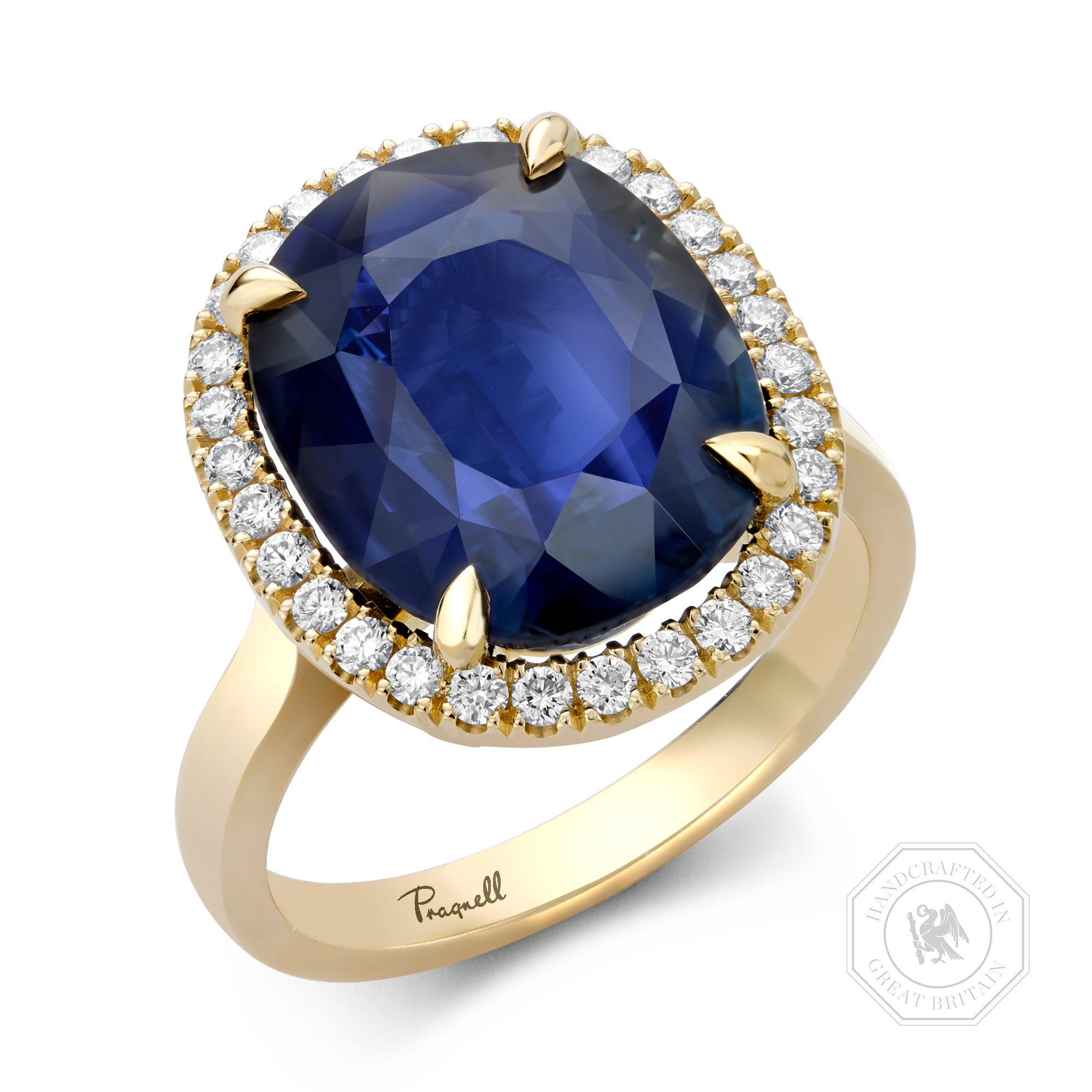 Sapphire and Diamond Cluster Ring Oval Cut, Four Claw Set_1
