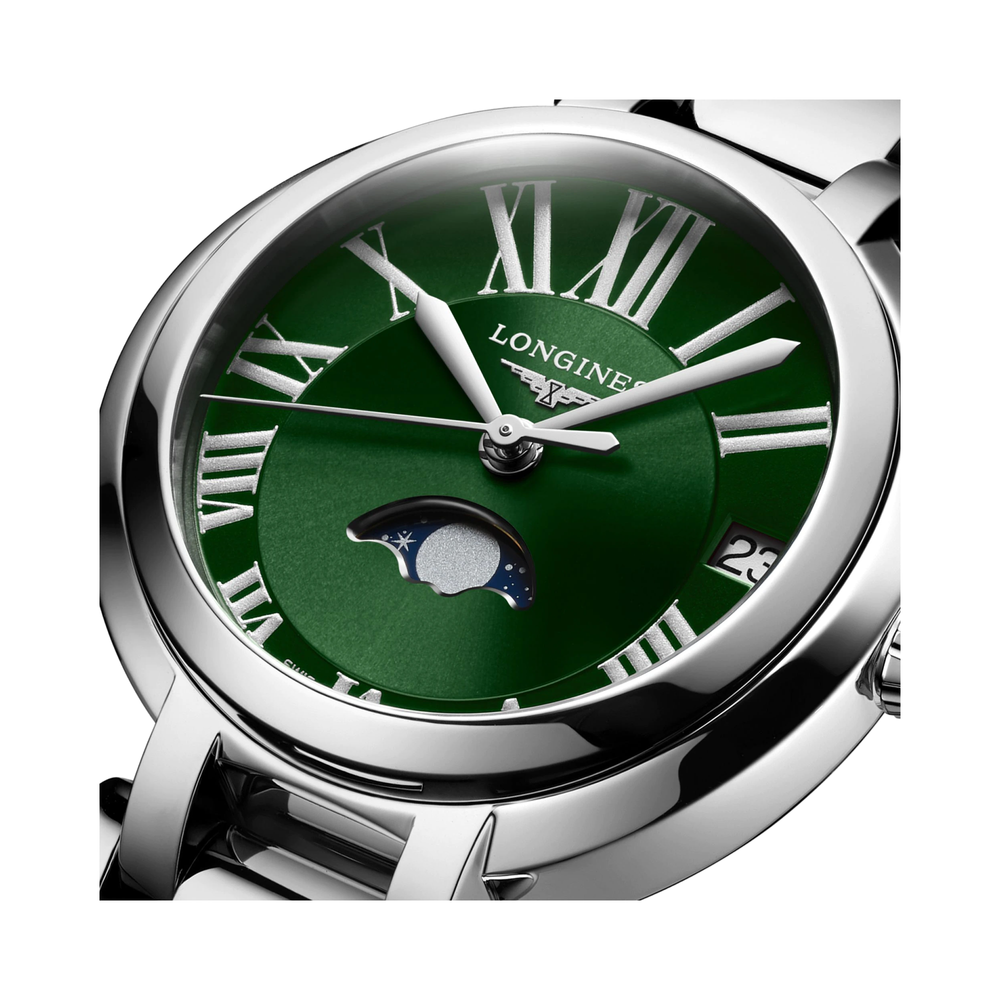 Longines PrimaLuna Elegant 30.5mm, Green Dial, Roman Numerals_3