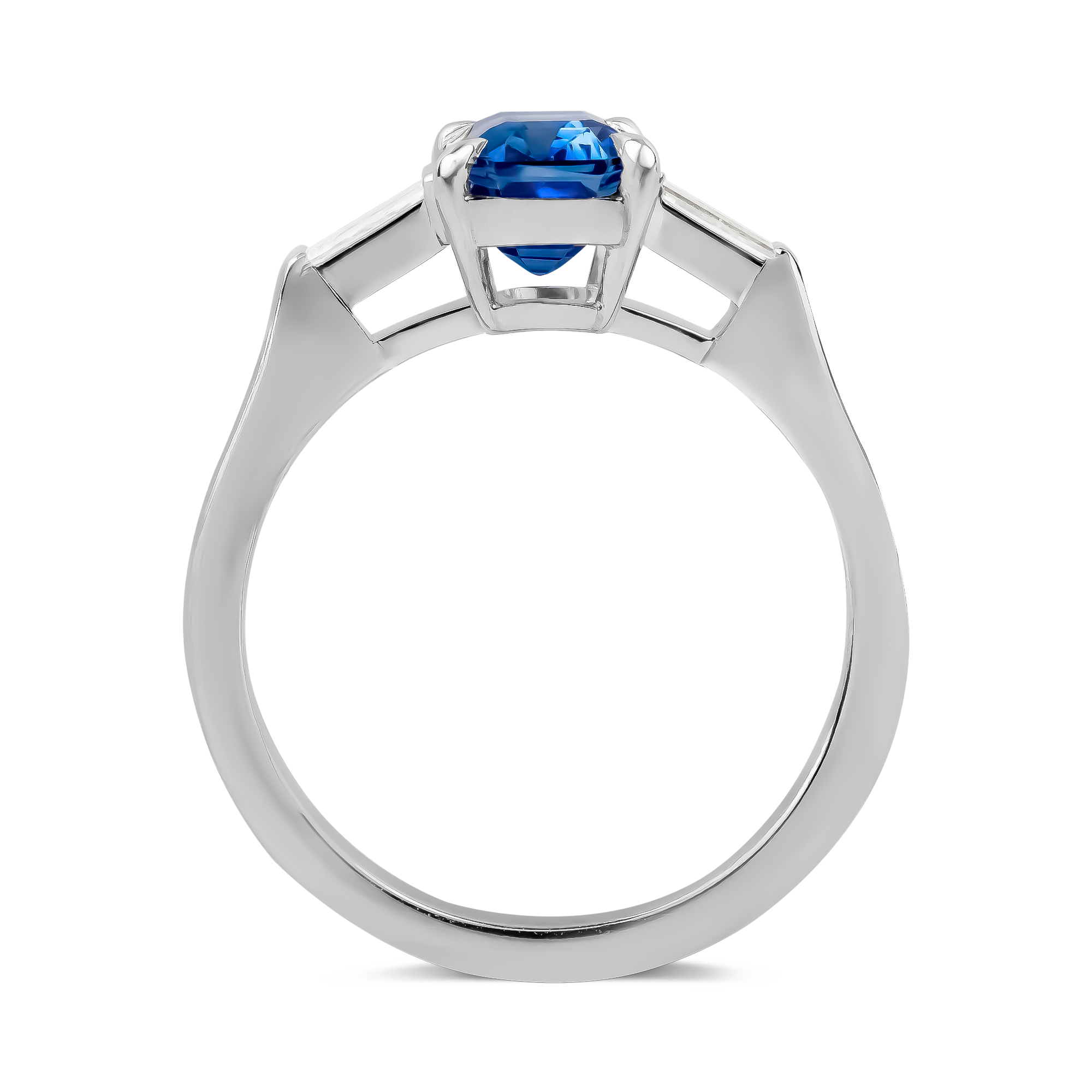 Octagonal Cut 2.24ct Sri Lankan Sapphire and Diamond Ring Octagonal Cut, Claw Set_3