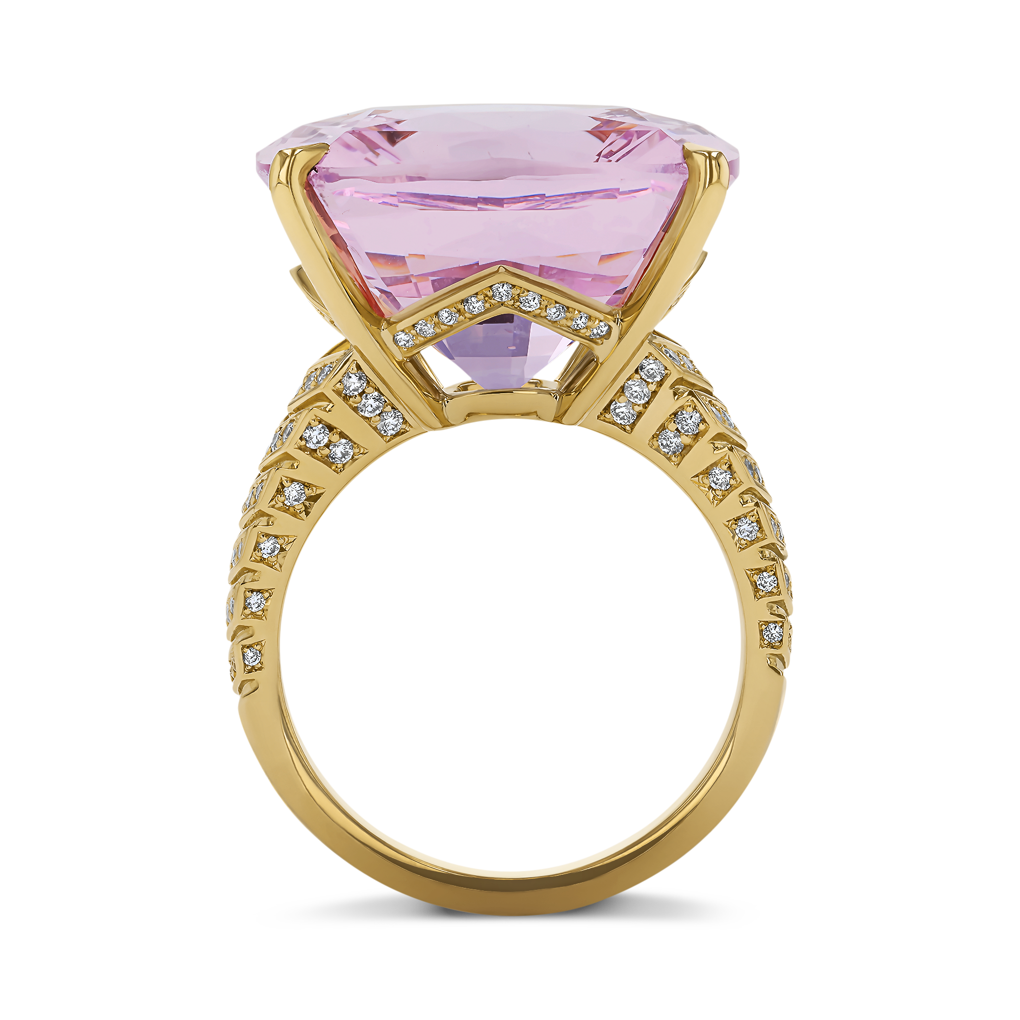 Cushion Cut 21.75ct Pink Morganite and Diamond Ring Cushion modern cut, Claw set_3