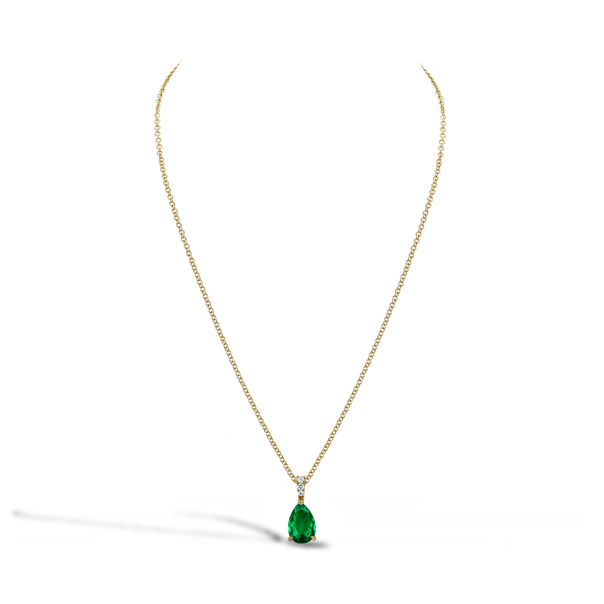 Emerald and Diamond Pendant Pearshape, Claw Set_2