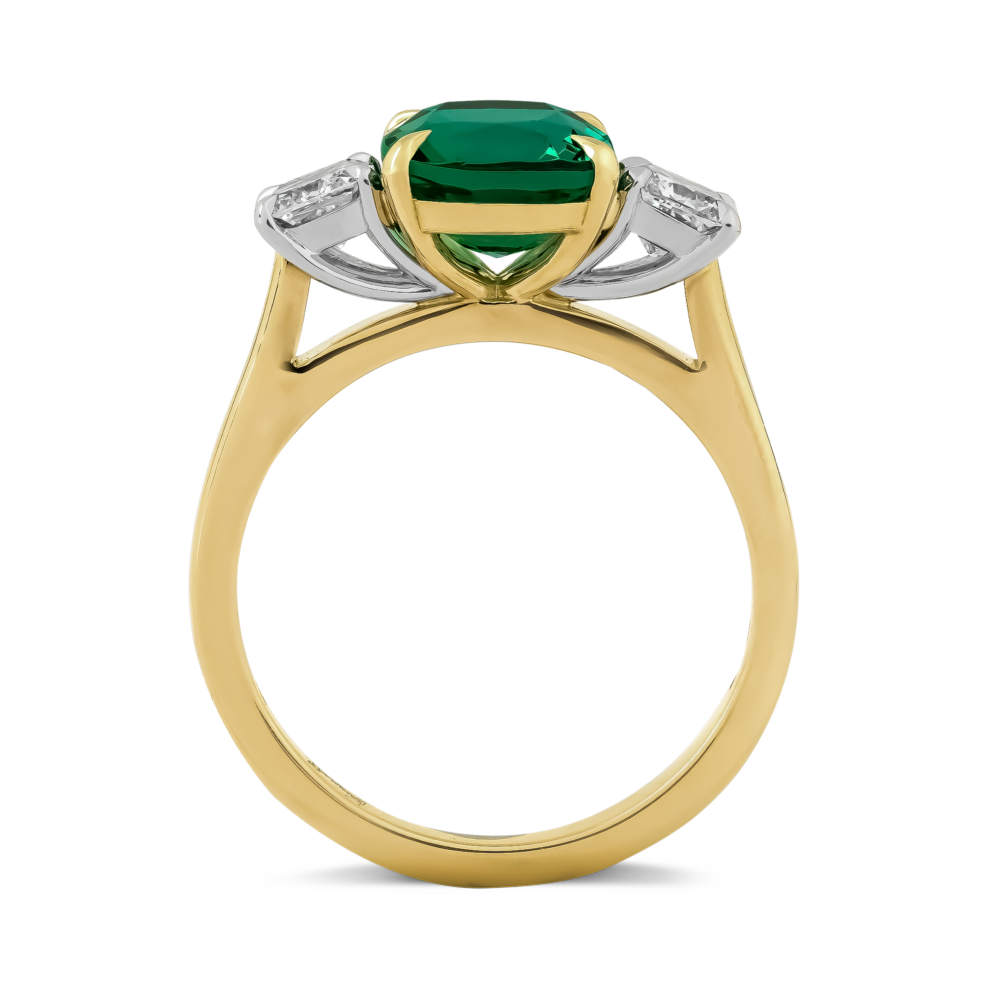 Cushion Cut 2.36ct Zambian Emerald and Diamond Ring Cushion Cut, Claw Set_3