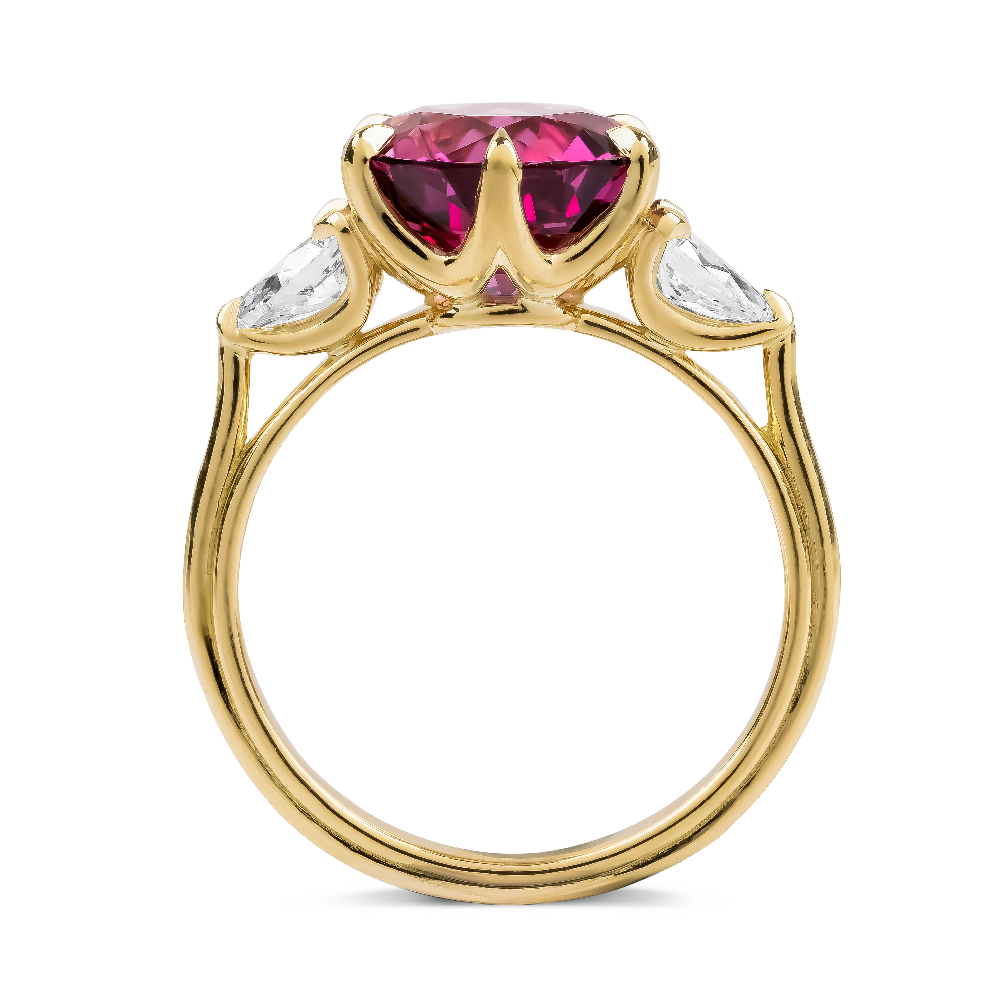 Brilliant Cut 4.44ct Kitulo Garnet and Diamond Ring Brilliant cut, Claw set_3