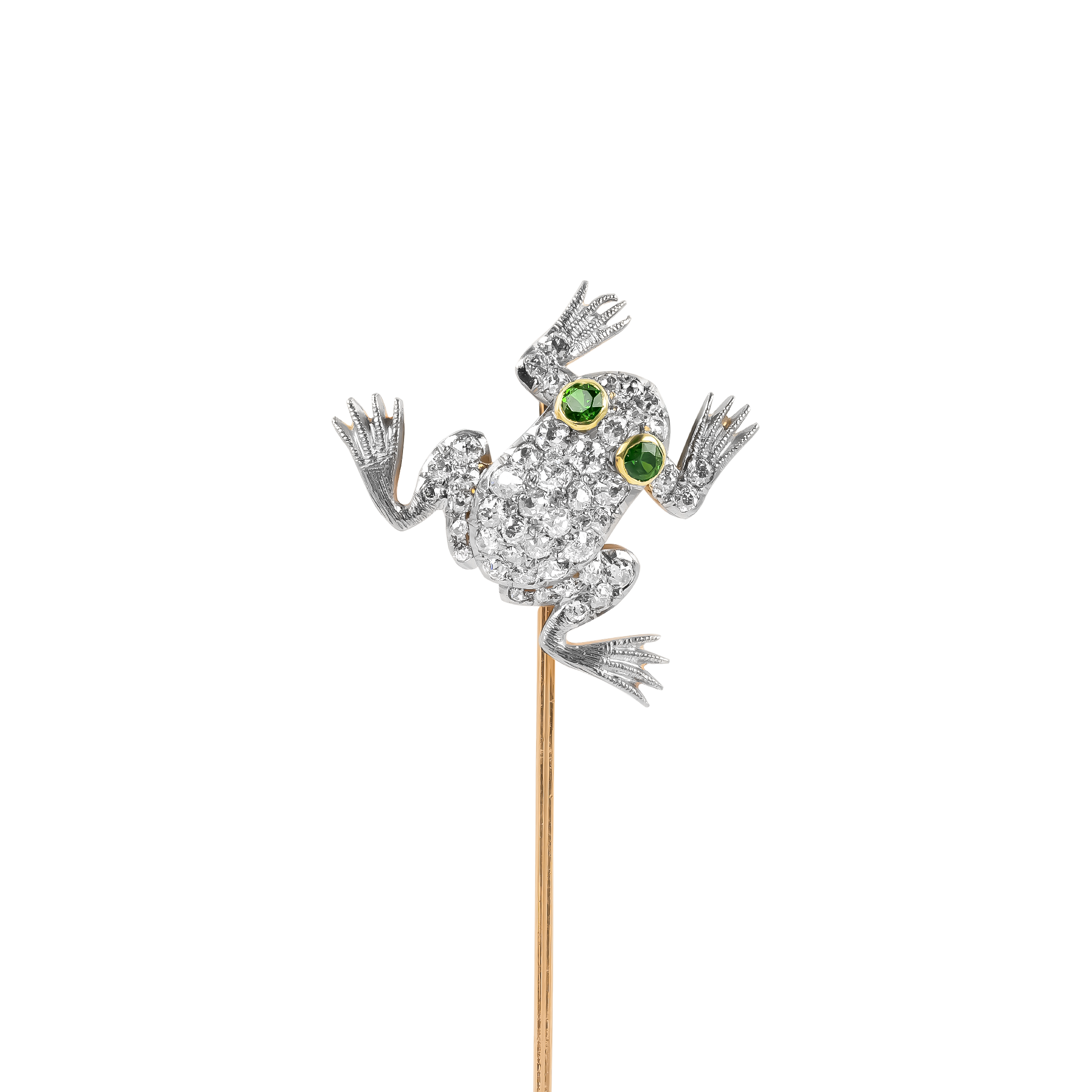 Art Deco Tiffany & Co. Diamond and Garnet Frog Stickpin Old European Cut, Gain Set_2