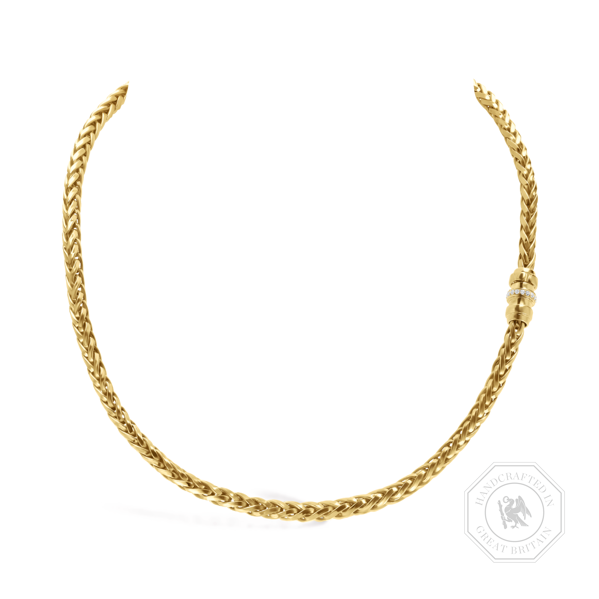 Handmade English Chain 0.28ct Diamond Necklace Brilliant Cut, Grain Set_1