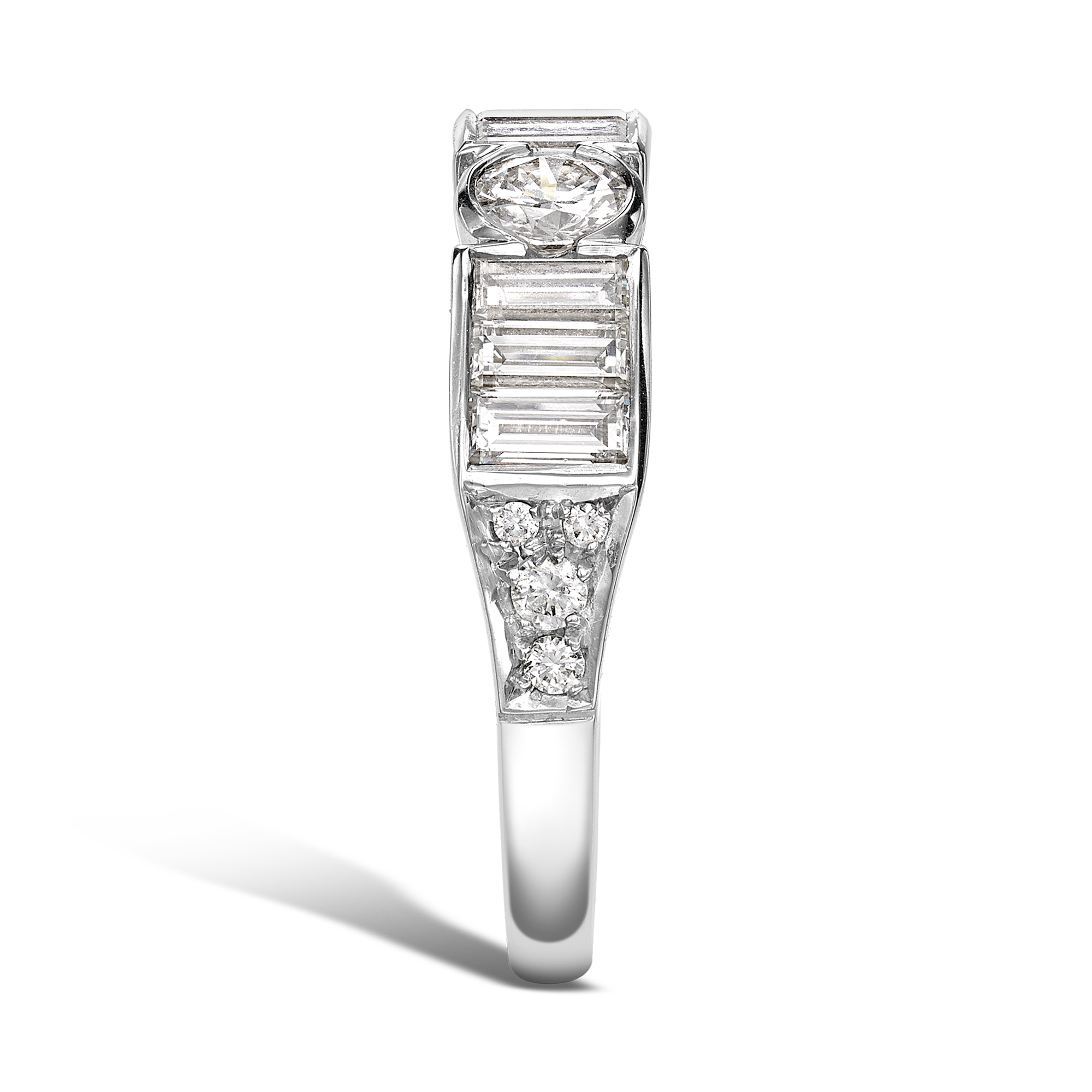 Antrobus 0.91ct Diamond Half Eternity Ring Baguette Cut, Rubover Set_4