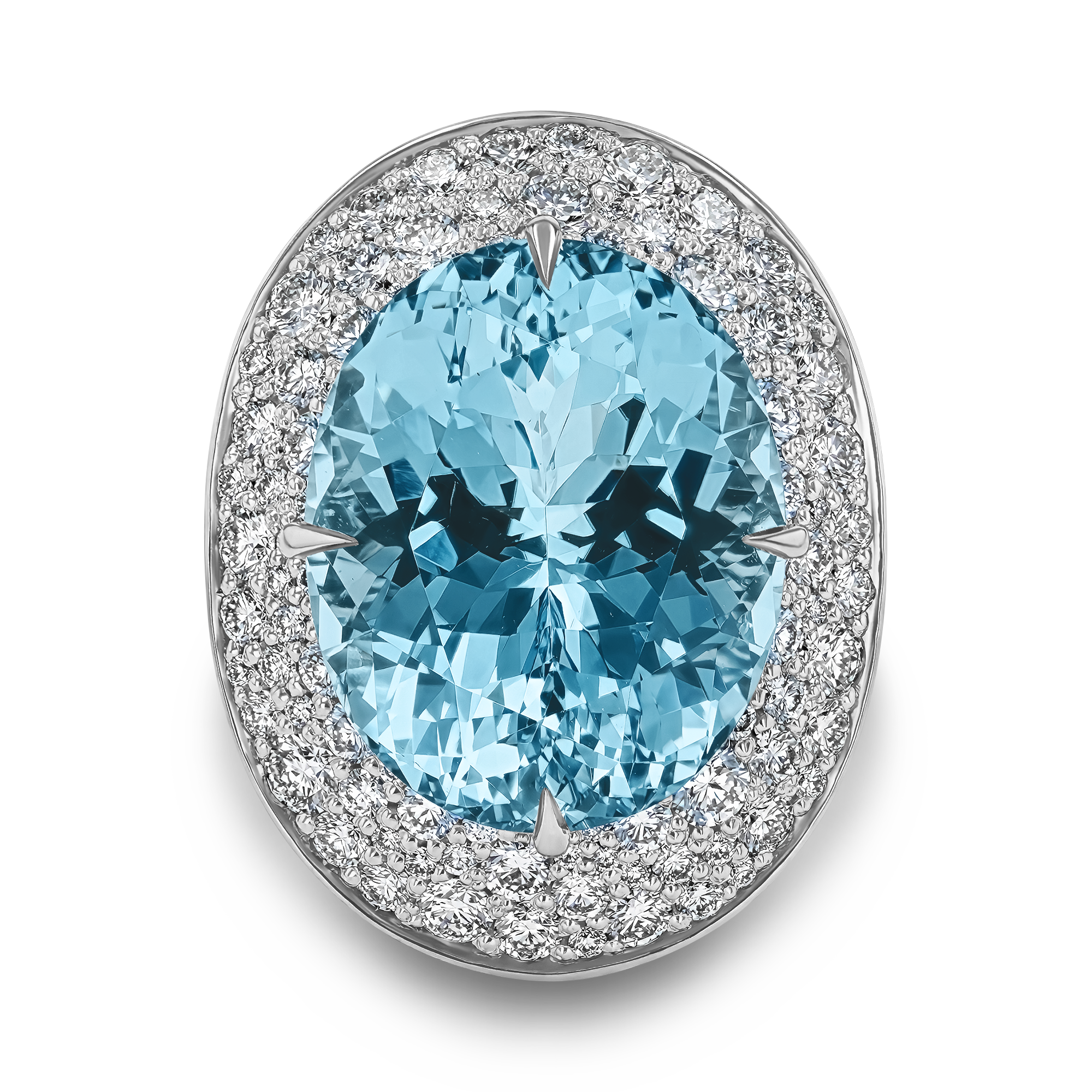 Snowstorm 21.08ct Aquamarine and Diamond Cocktail Ring Oval Cut, Claw Set_2