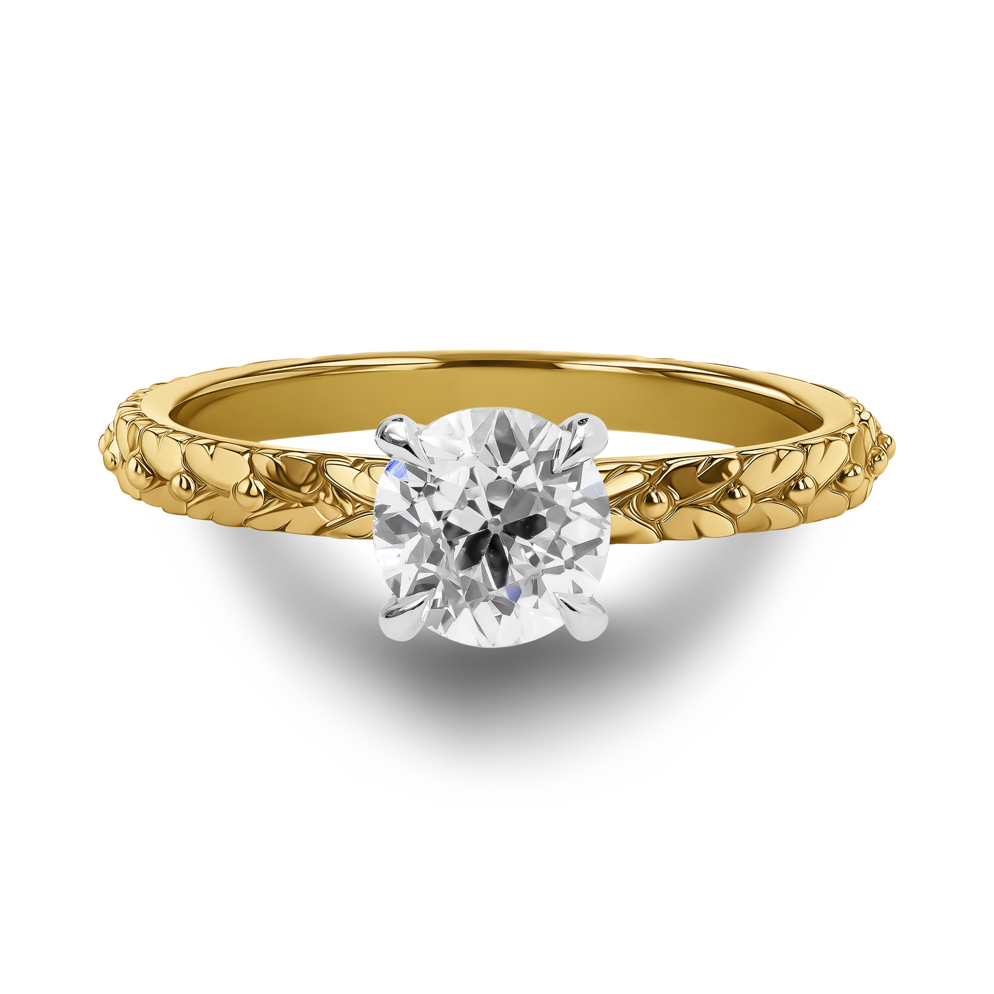 Apple Blossom Old Cut 0.98ct Diamond Ring Old European Cut, Claw Set_2