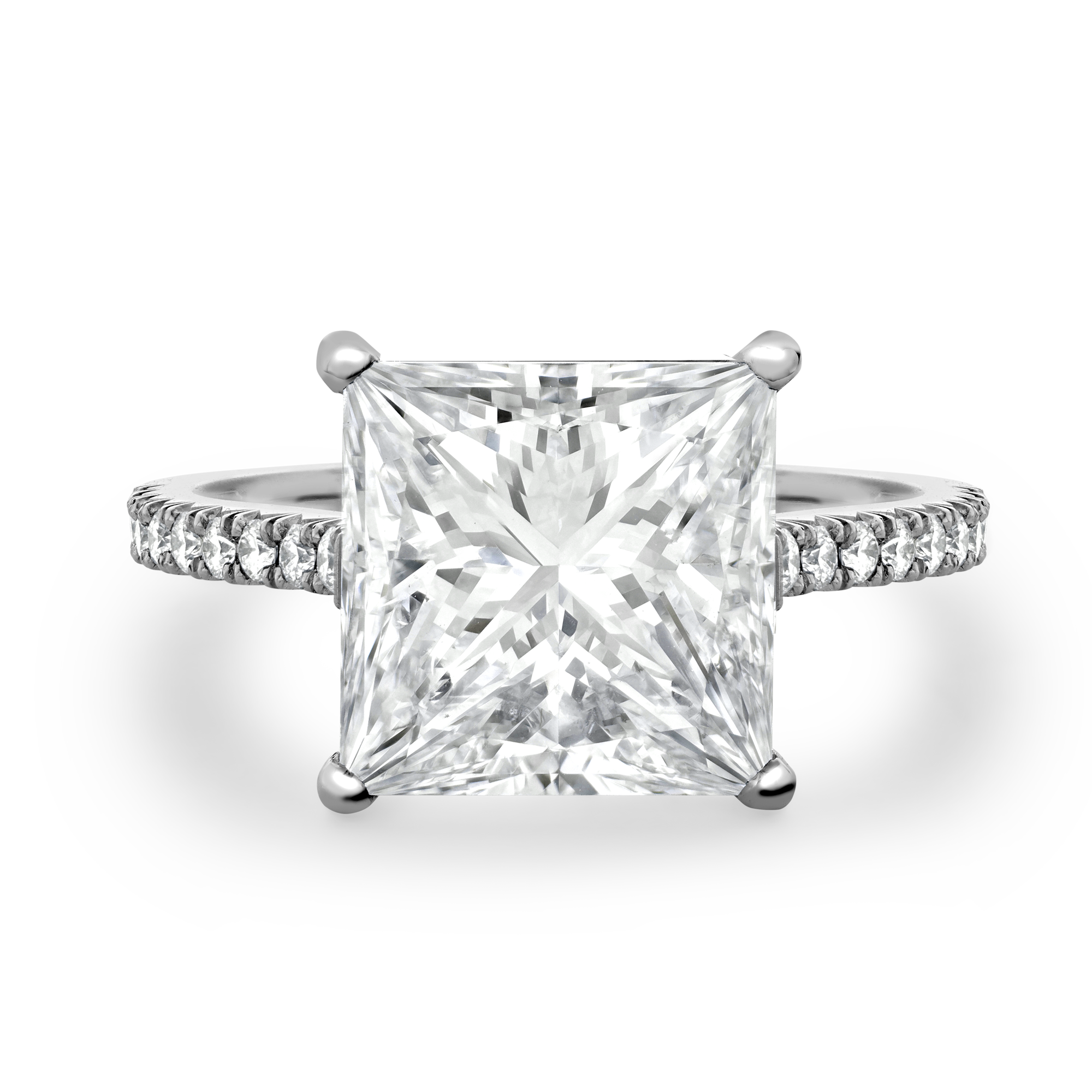 Diamond Solitaire Ring with Diamond Shoulders Princess Cut, Channel Set_2