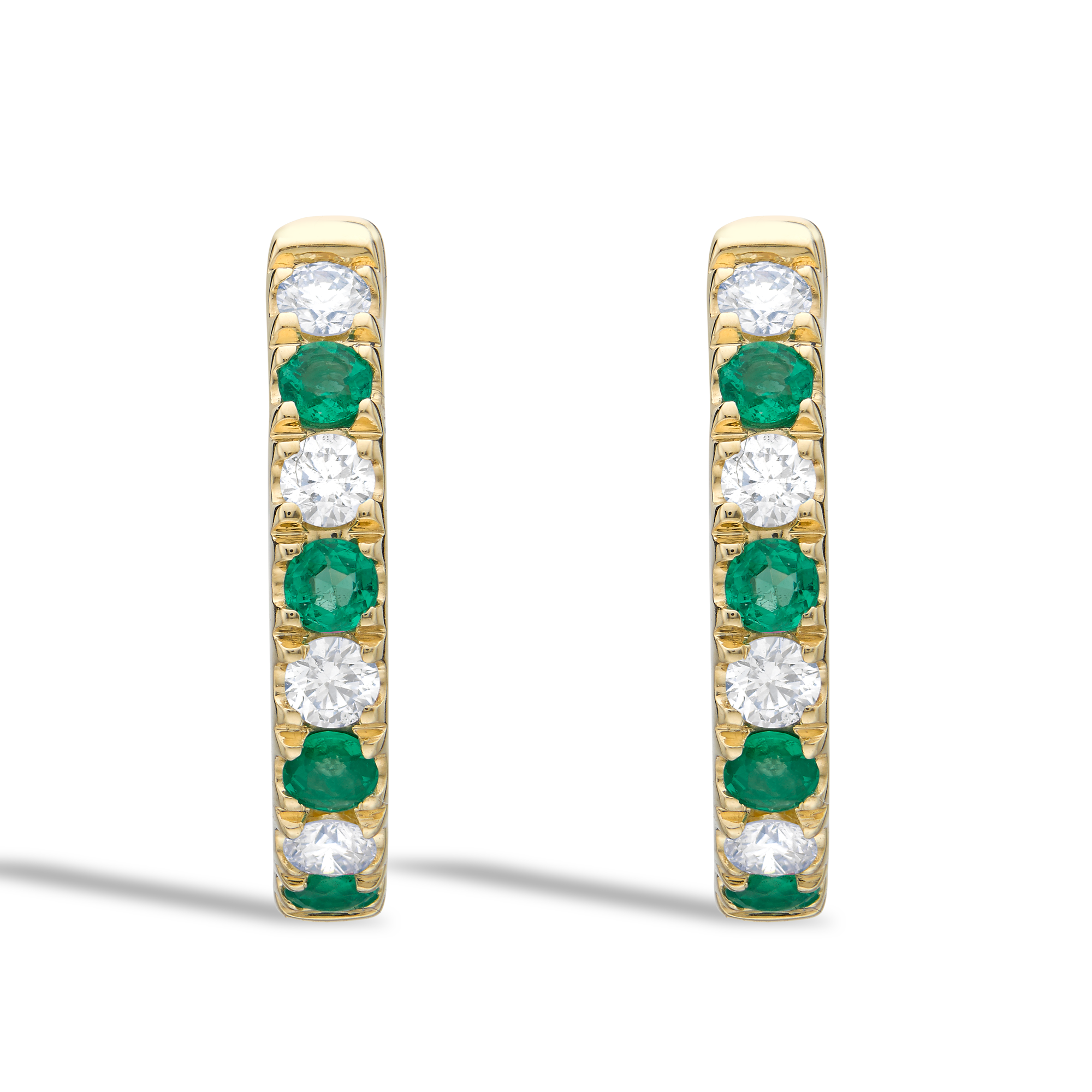 Emerald & Diamond Half Hoop Earrings Brilliant cut, Claw set_2