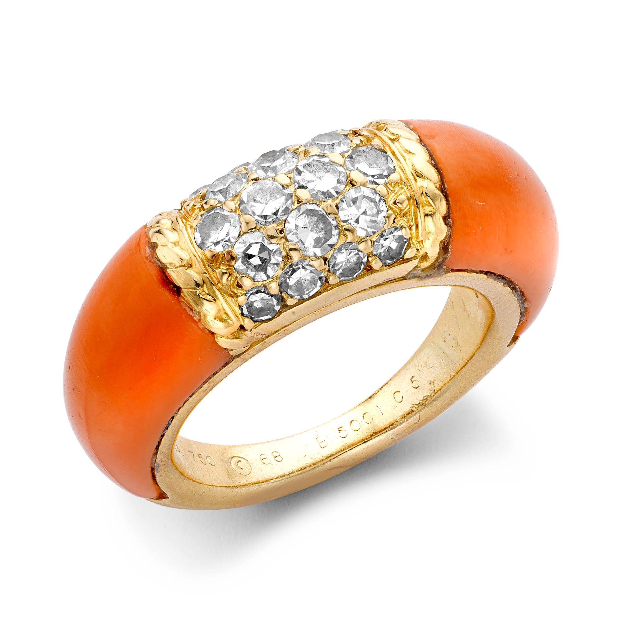 Van Cleef & Arpels Coral and Diamond Philippine Ring Brilliant cut, Claw set_1