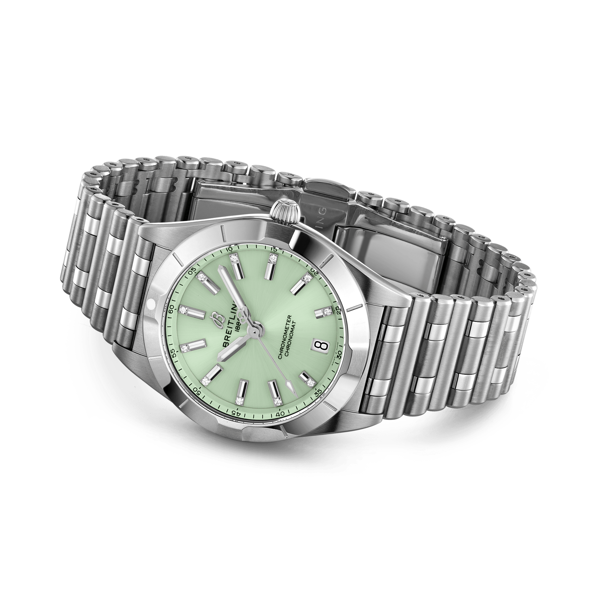 Breitling Chronomat 32 32mm, Mint Green Dial, Baton Numerals_4