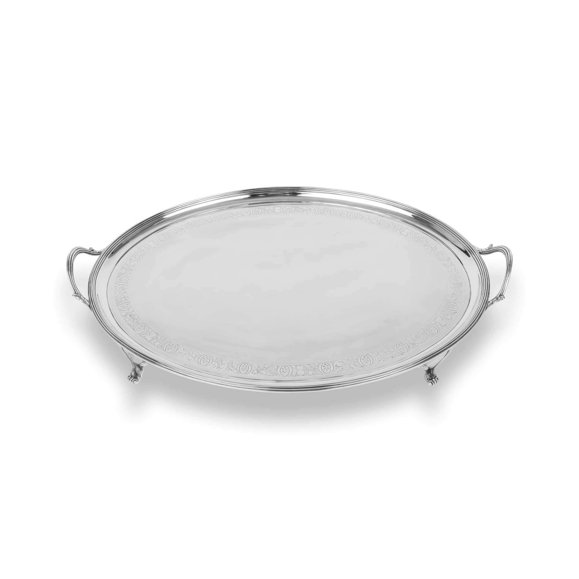 Silver Oval Two Handle Tray Hallmarked London_1