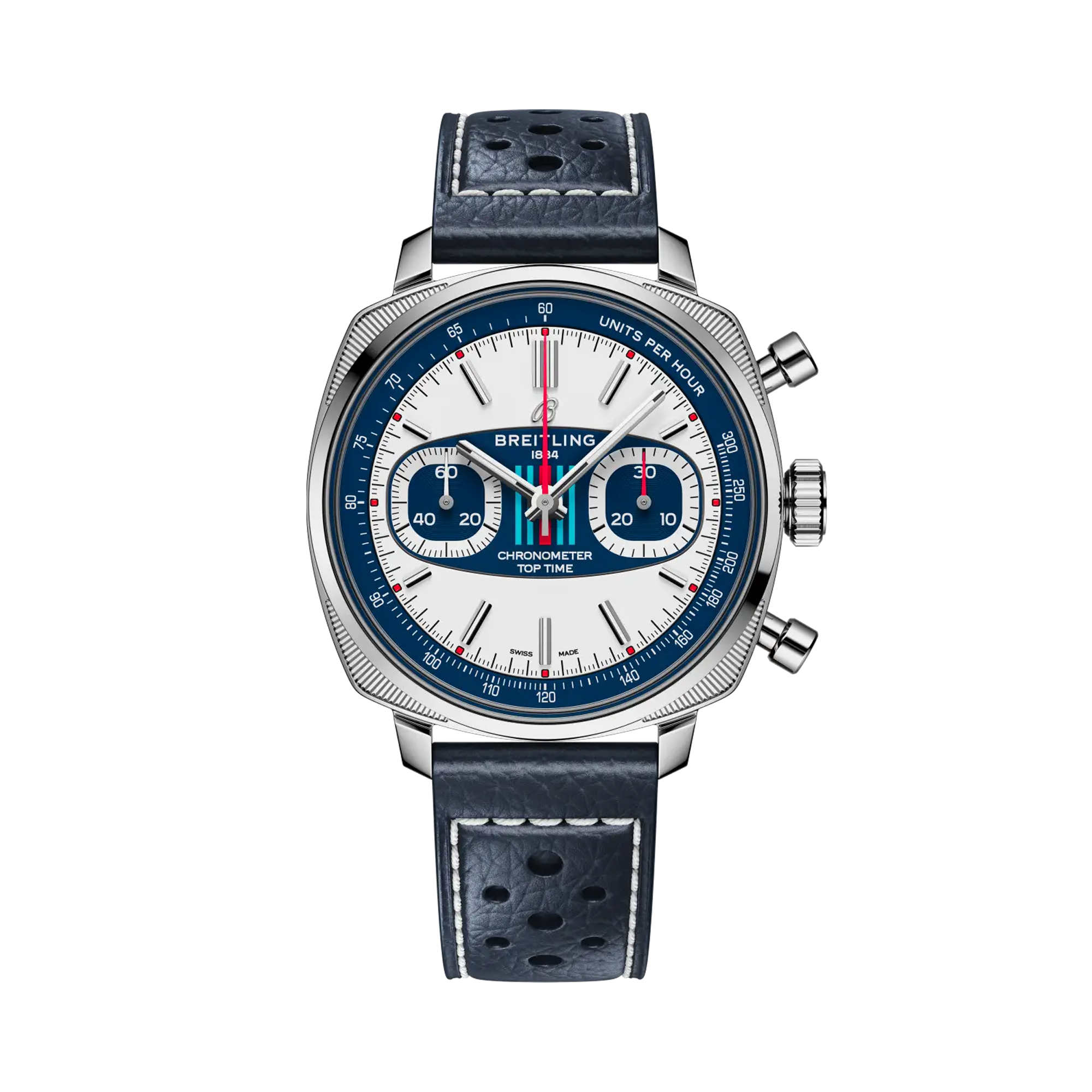 Breitling Top Time 38mm, White-Blue Dial, Arabic/Baton Numerals_1