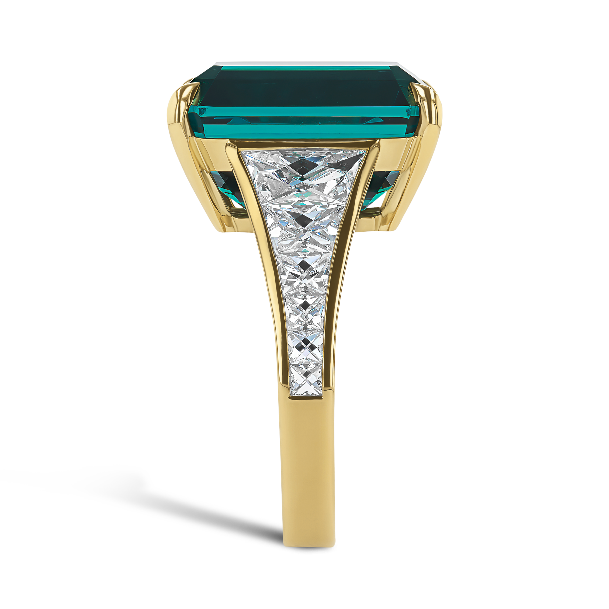 Masterpiece 11.84ct Emerald Cut Namibia Tourmaline and Diamond Ring Emerald Cut, Claw Set_4