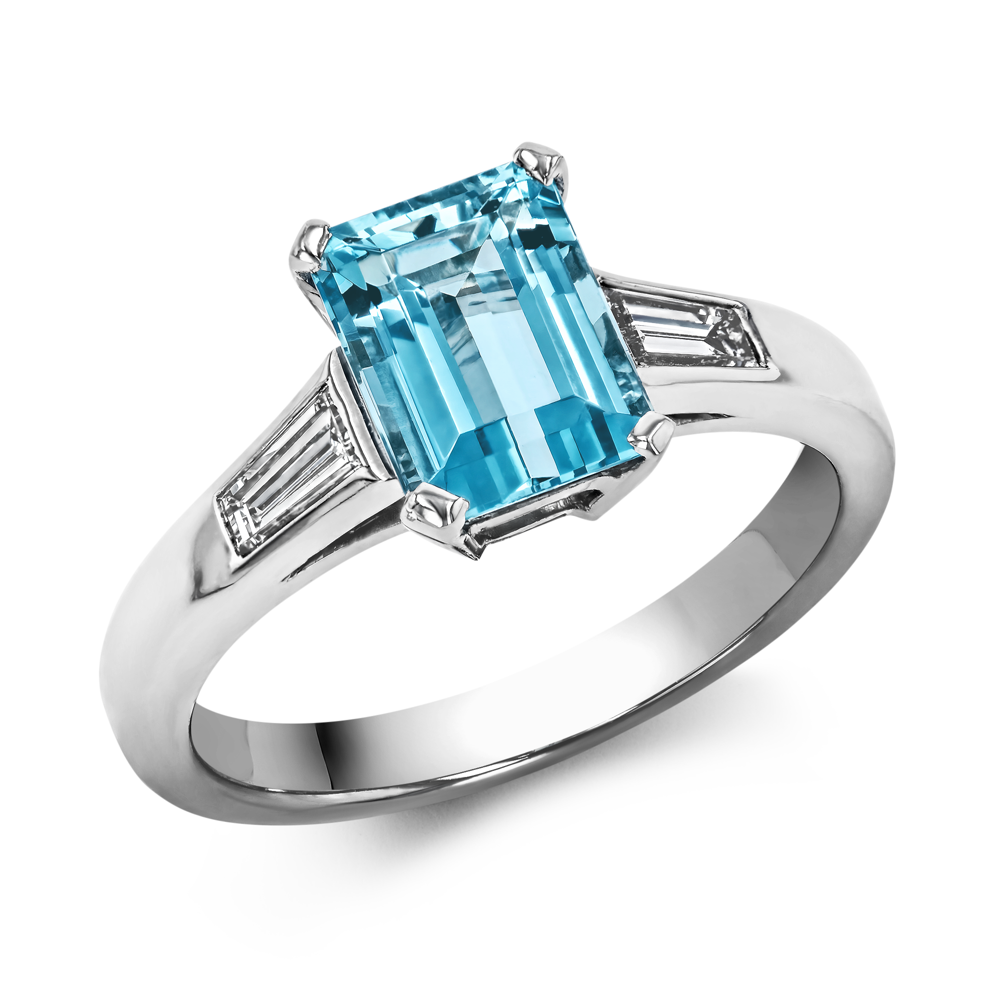 Octagonal Cut Aquamarine Ring Octagon Cut, Four Claw Set_1