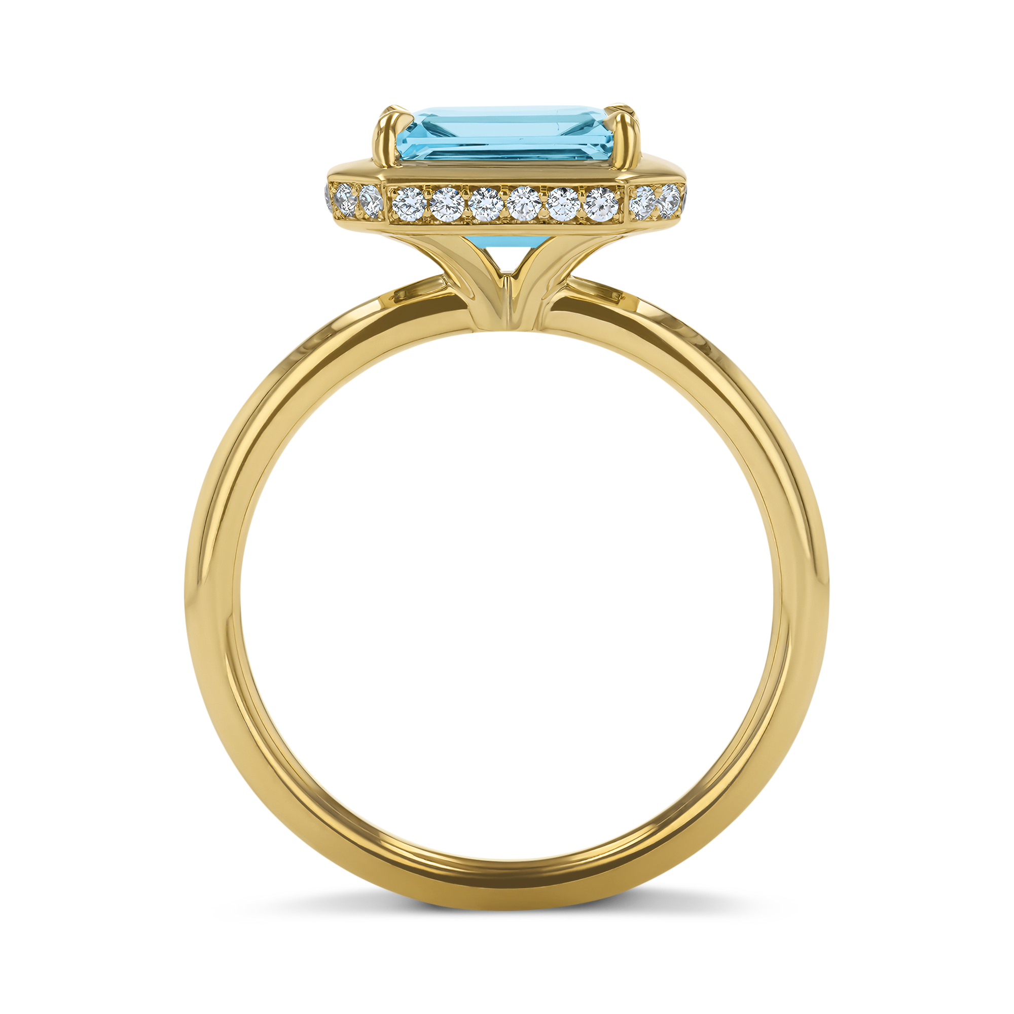 Skimming Stone 1.72ct Aquamarine and Diamond Solitaire Ring Emerald Cut, Claw Set_3