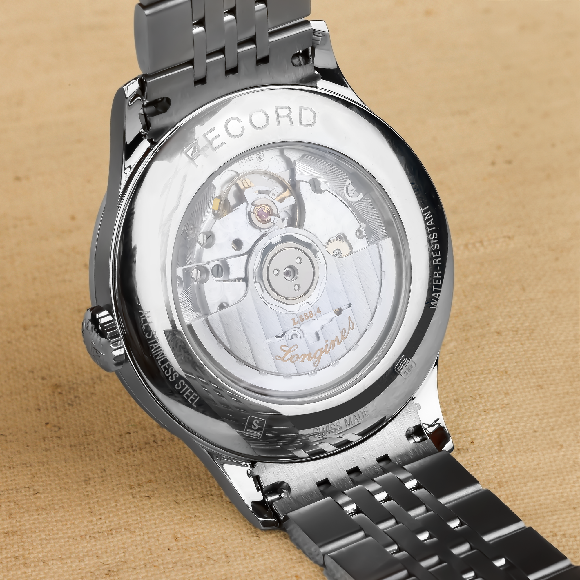 Pre-Owned Longines Record 38.5mm, Silver Dial, Arabic/Baton Numerals_3