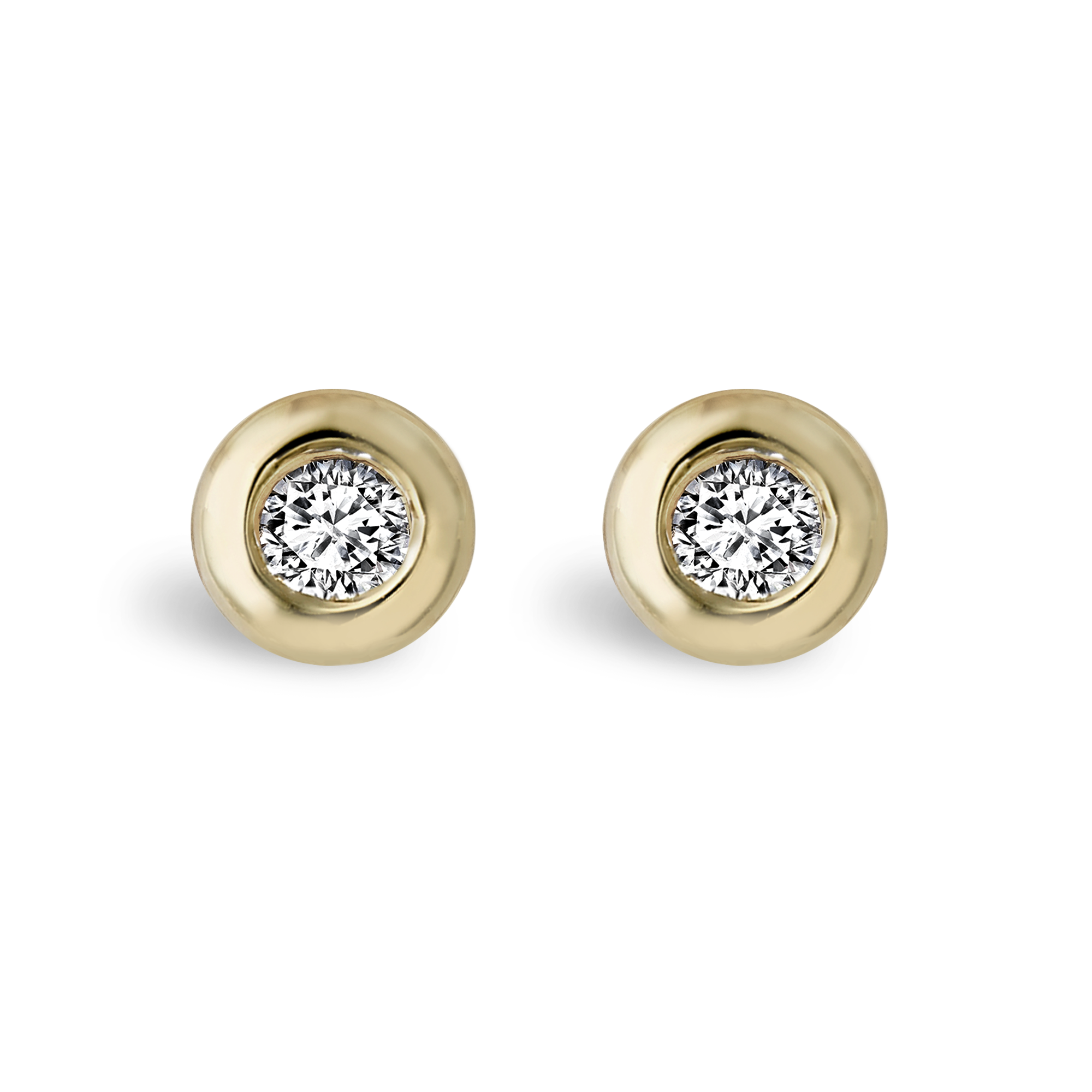 RockChain Two Stone Diamond Stud Earrings Brilliant Cut, Rubover Set_1