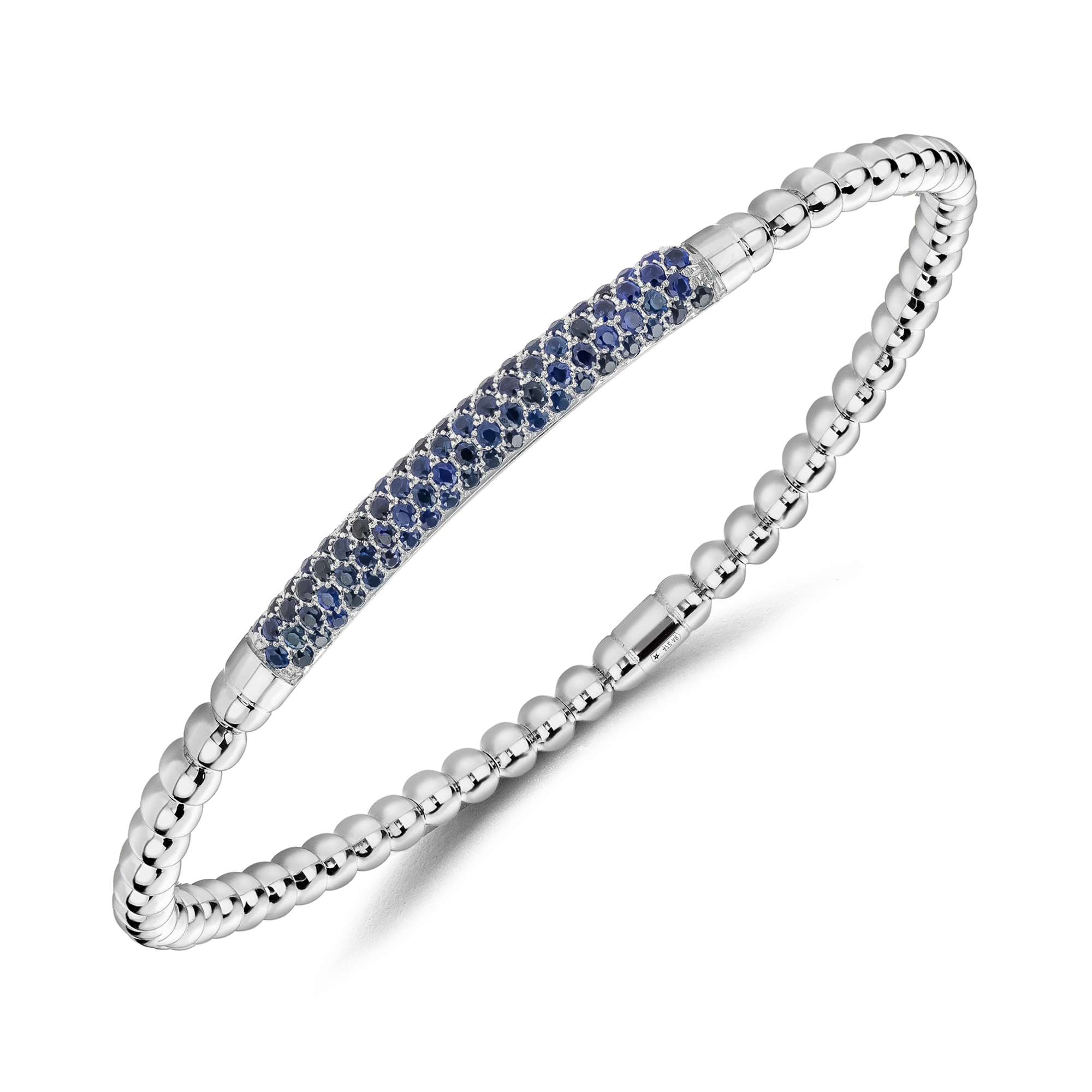 Bohemia 0.632ct Blue Sapphire Expandable Bangle Brilliant Cut, Micro Pavé Set_2