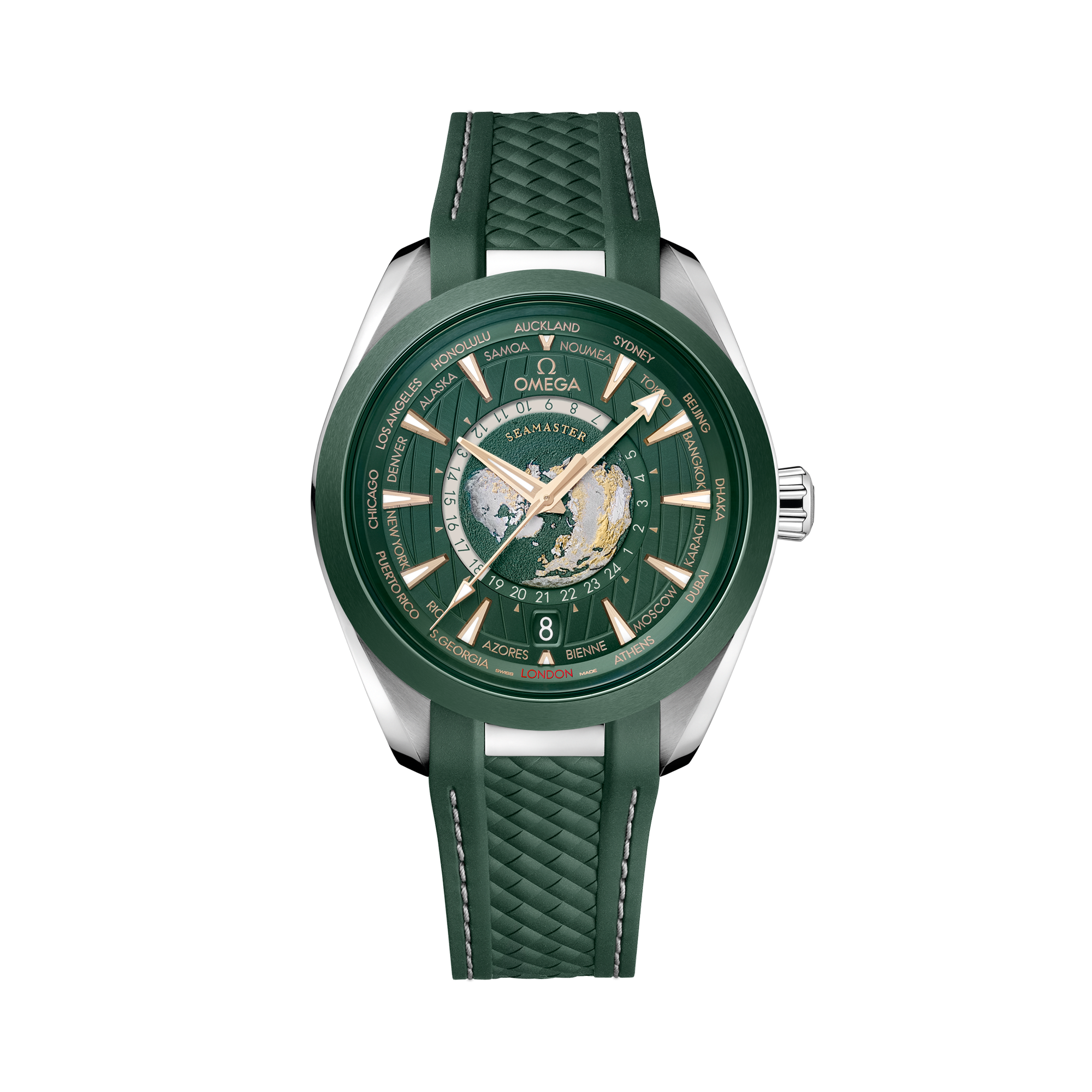 OMEGA Seamaster Aqua Terra Chronometer Gmt Worldtimer 43mm, Green Dial, Baton Numerals_1