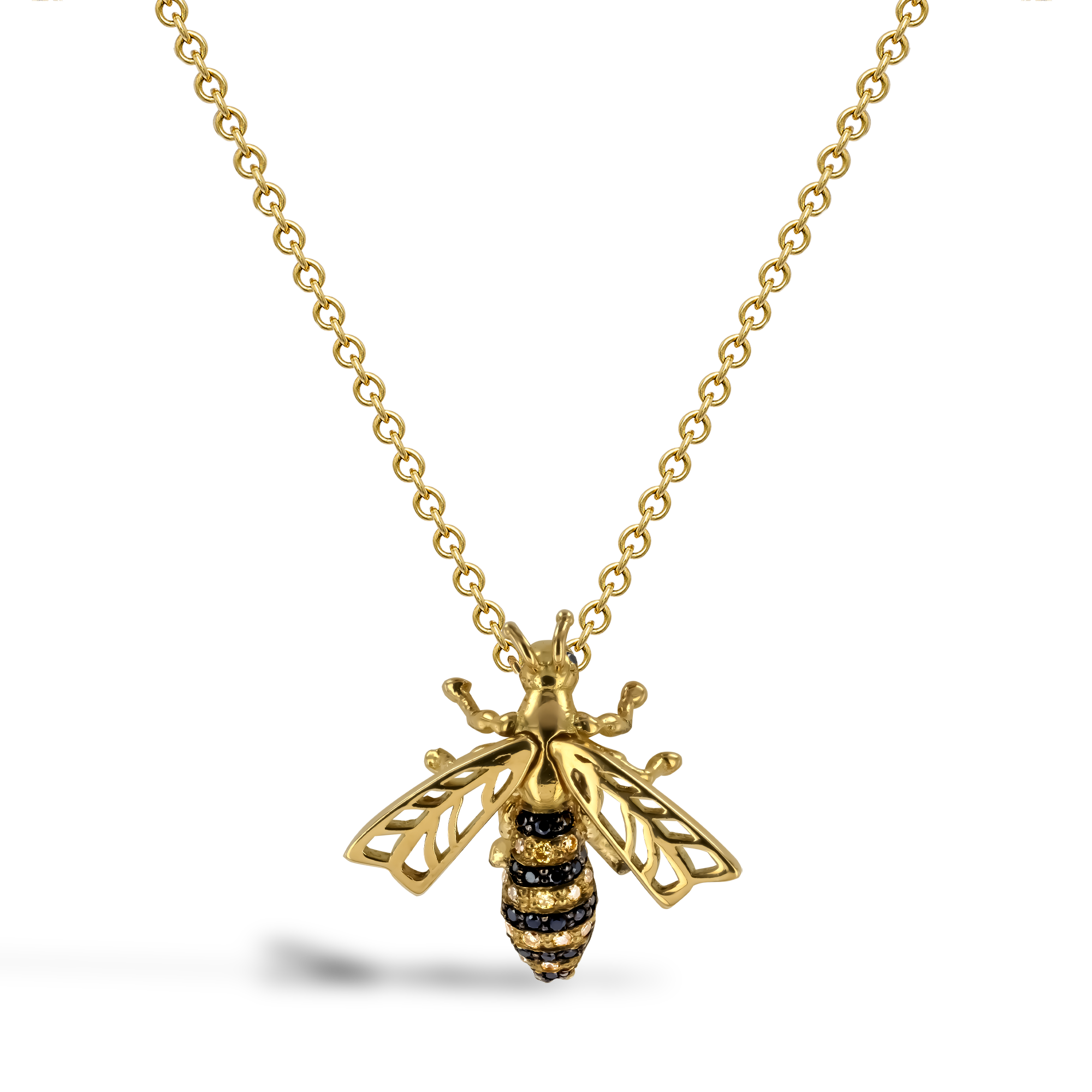 Brilliant Cut Yellow and Black Diamond Wasp Pendant Brilliant Cut, Grain Set_1