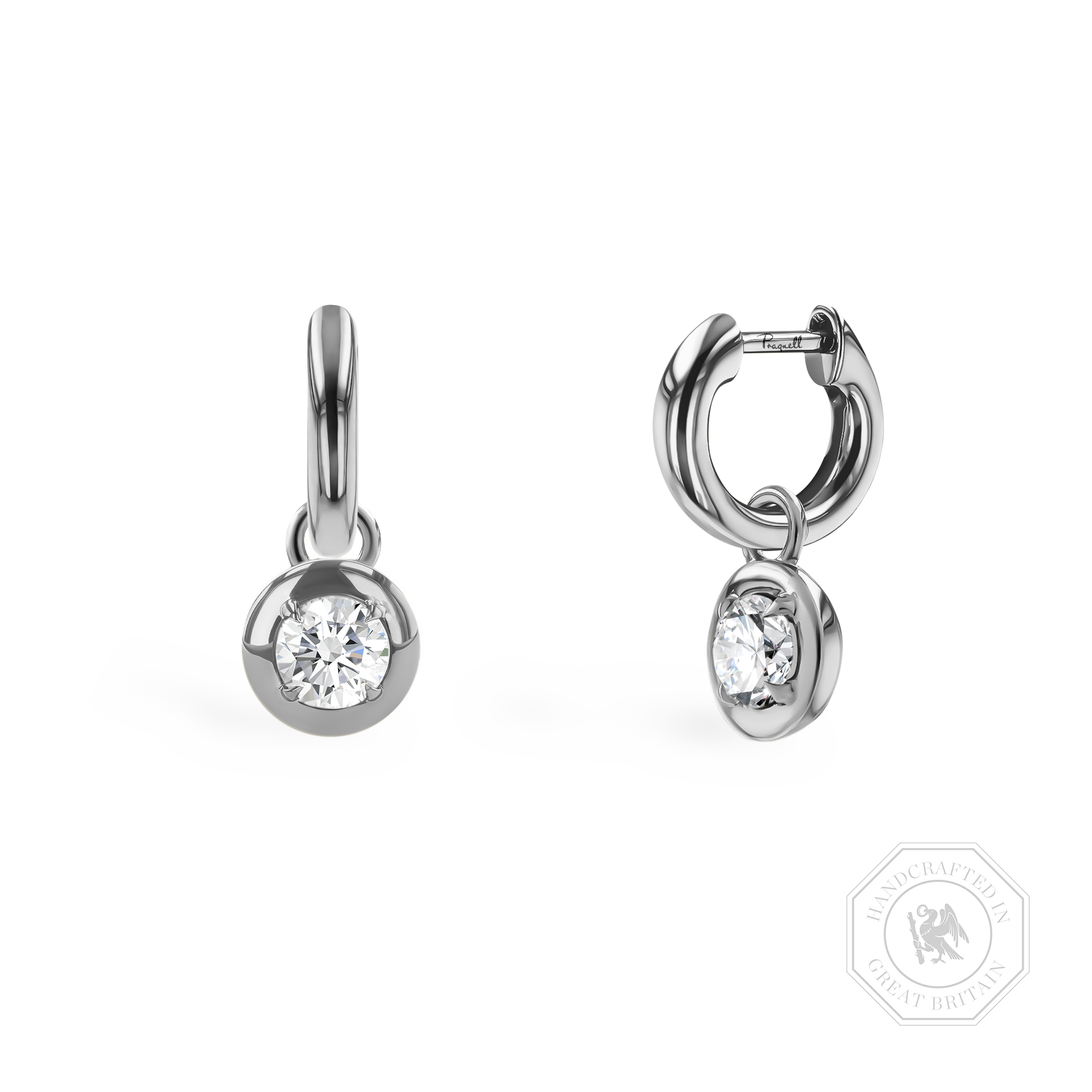 Skimming Stone 1.00ct Botswana Diamond Drop Hoop Earrings Brilliant cut, Claw set_1