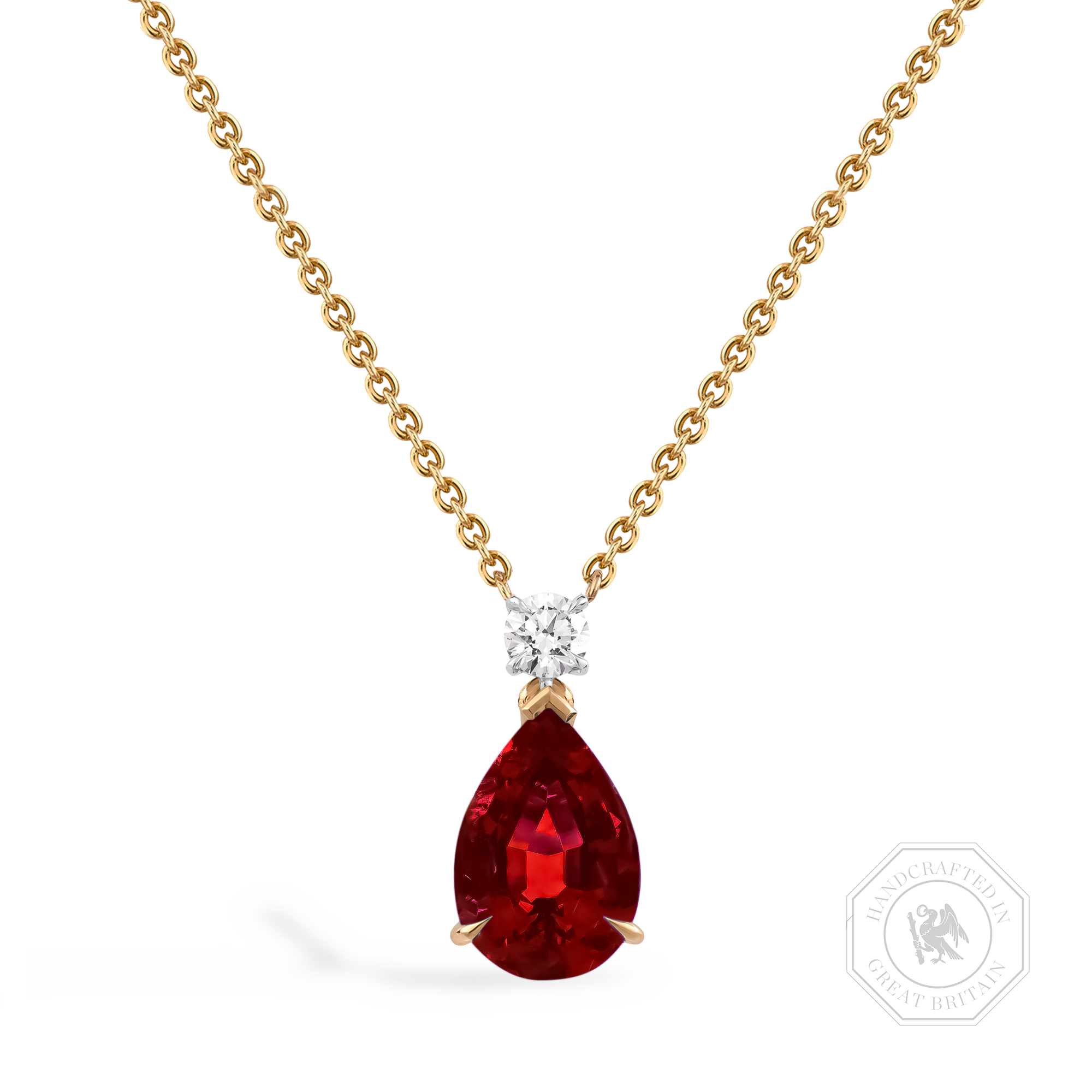 Pear Shaped 1.17ct Ruby and Diamond Pendant Pear Shape, Claw Set_1