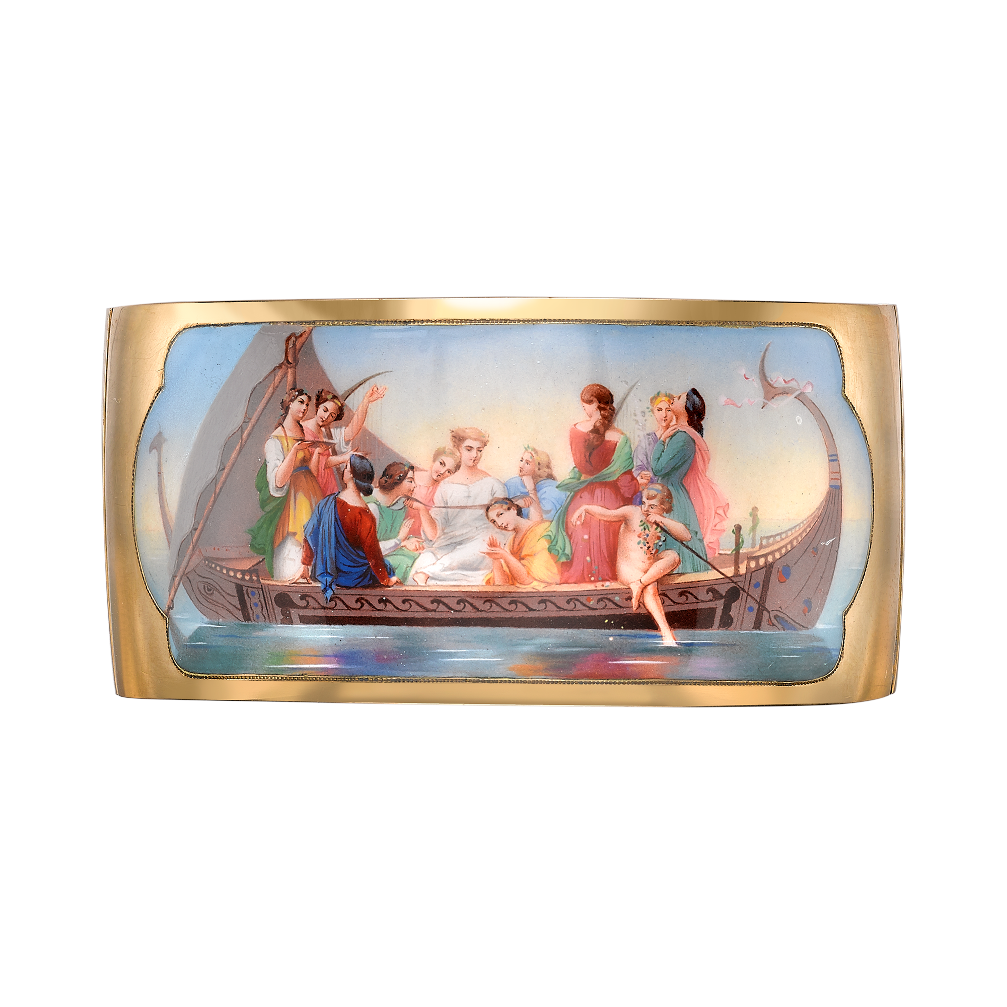 Victorian Roman Revival Enamel Bangle Enamel Cuff Bangle, with Roman Scene_1