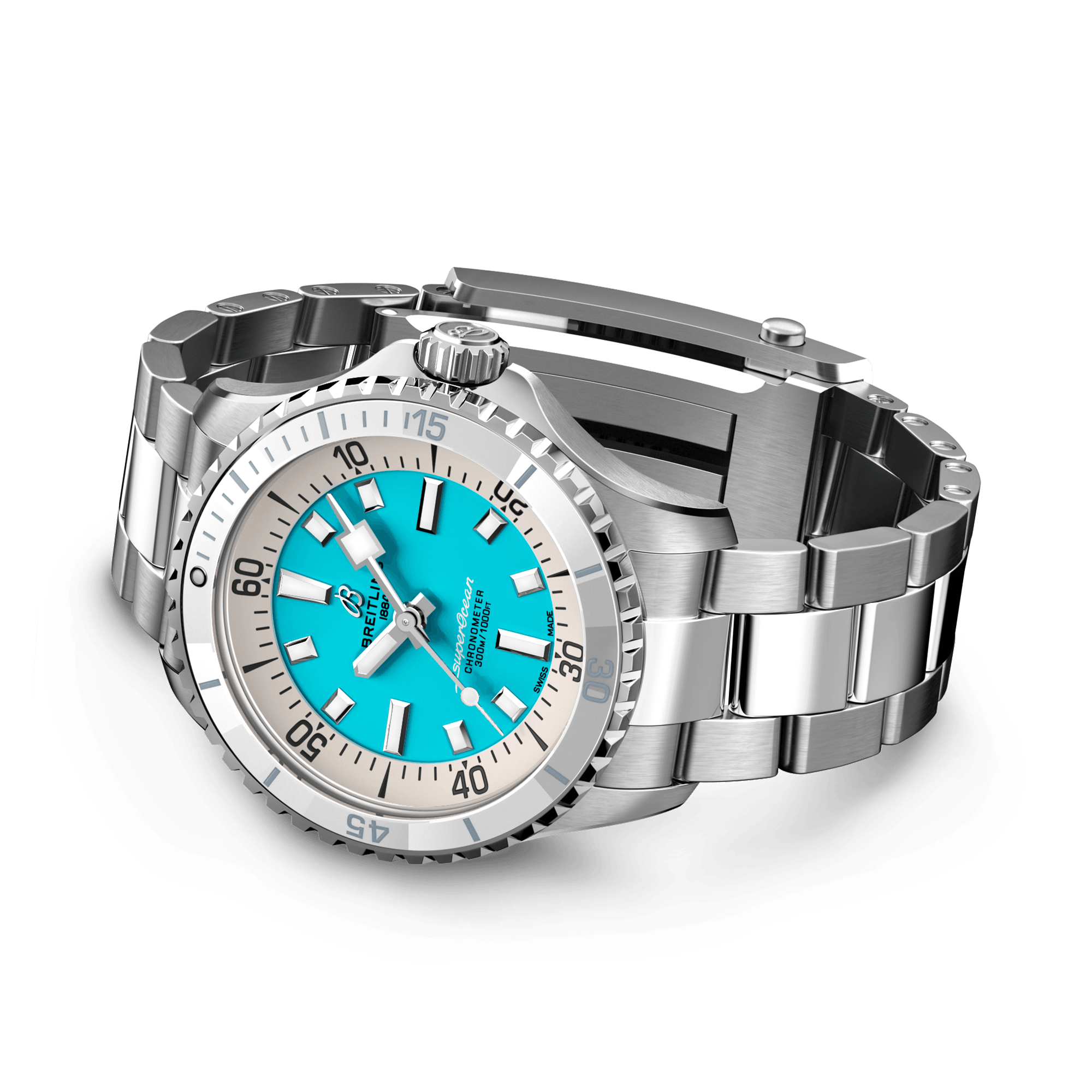 Breitling Superocean Automatic 36 36mm, Turquoise Dial, Arabic & Baton Numerals_4