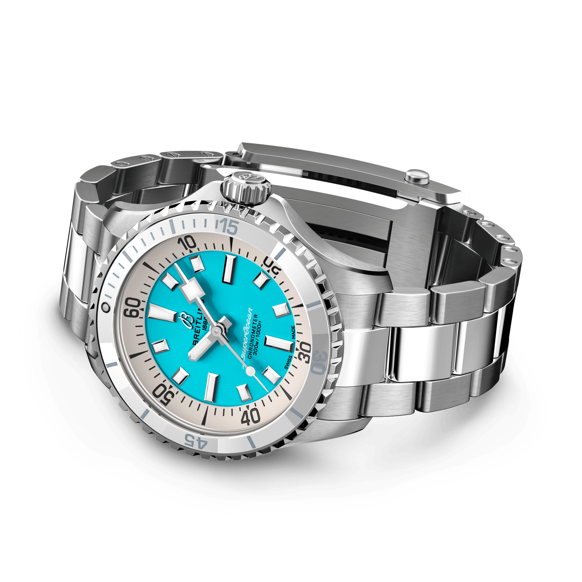 Breitling Superocean Automatic 36 36mm, Turquoise Dial, Arabic & Baton Numerals_4