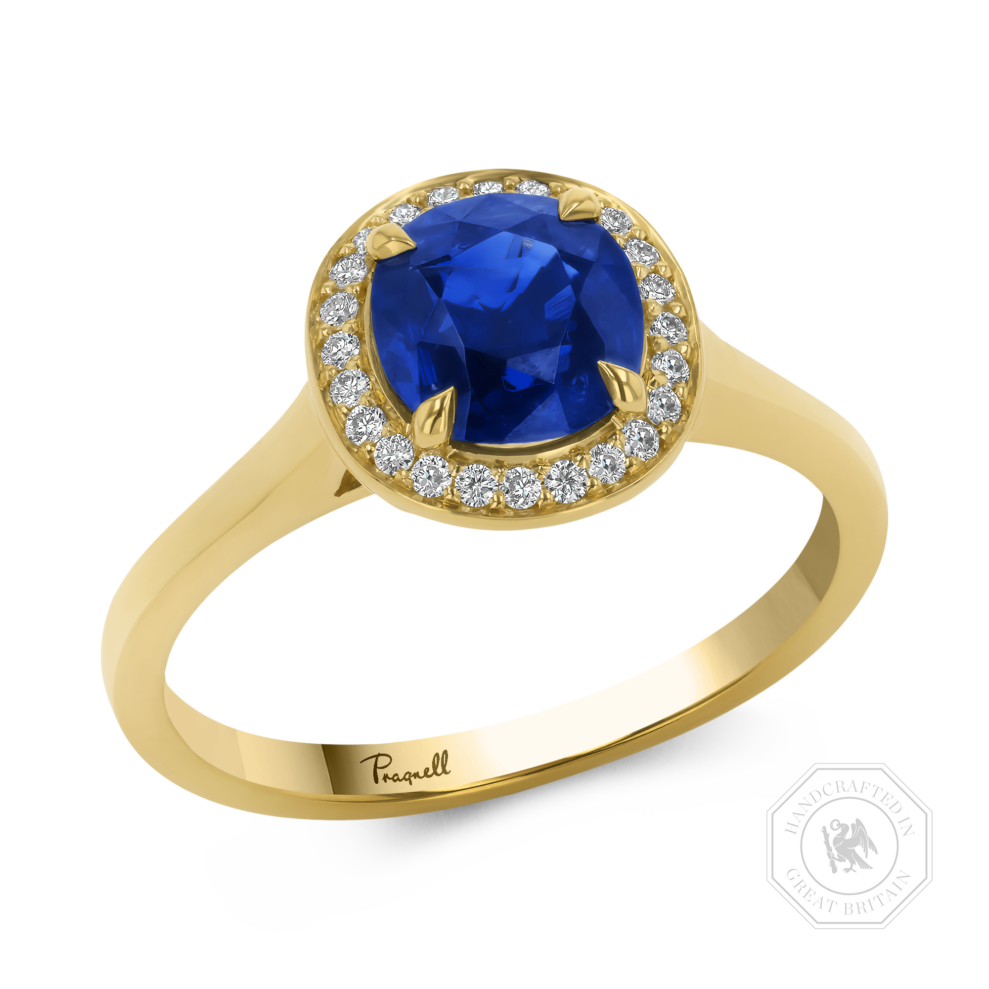 Cushion Cut 1.48ct Sapphire and Diamond Cluster Ring Cushion modern cut, Claw set_1