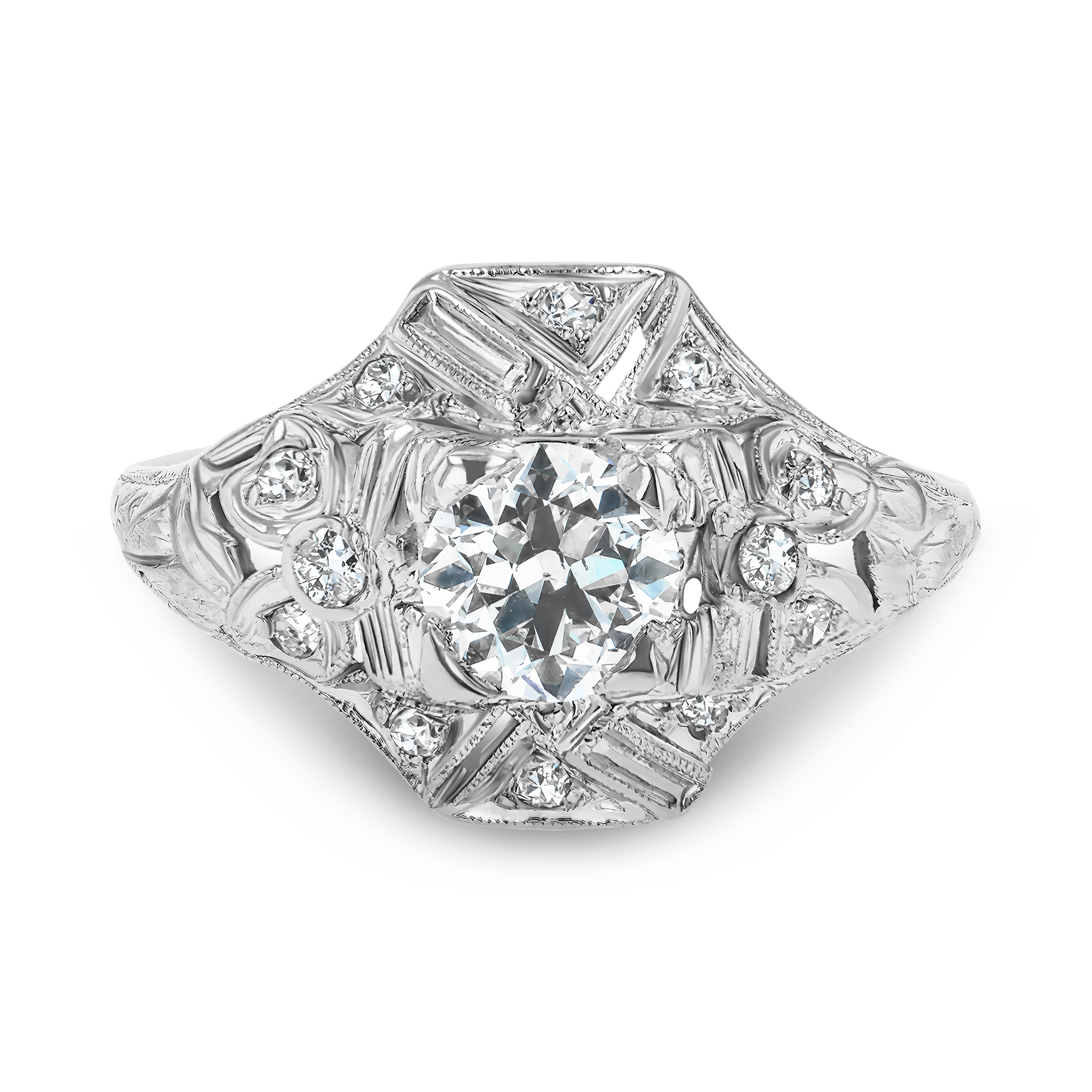 Old European Cut Diamond Cluster Ring Old European Cut, Claw Set_2