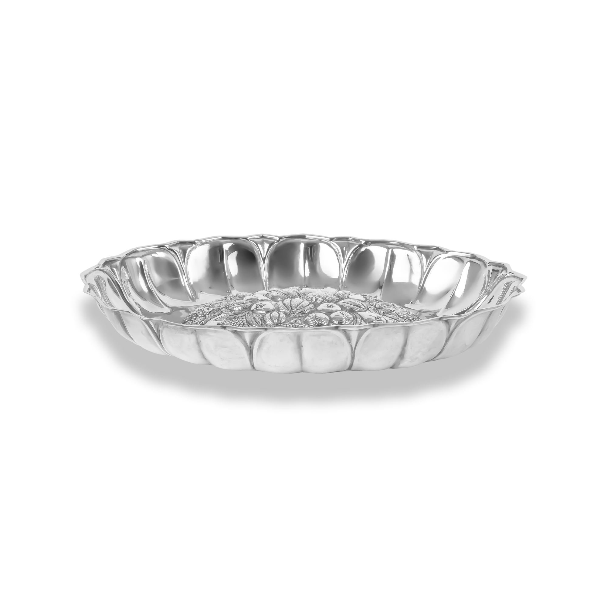 Silver Decorative Fruit Pattern Bowl Hallmarked Sheffield_2