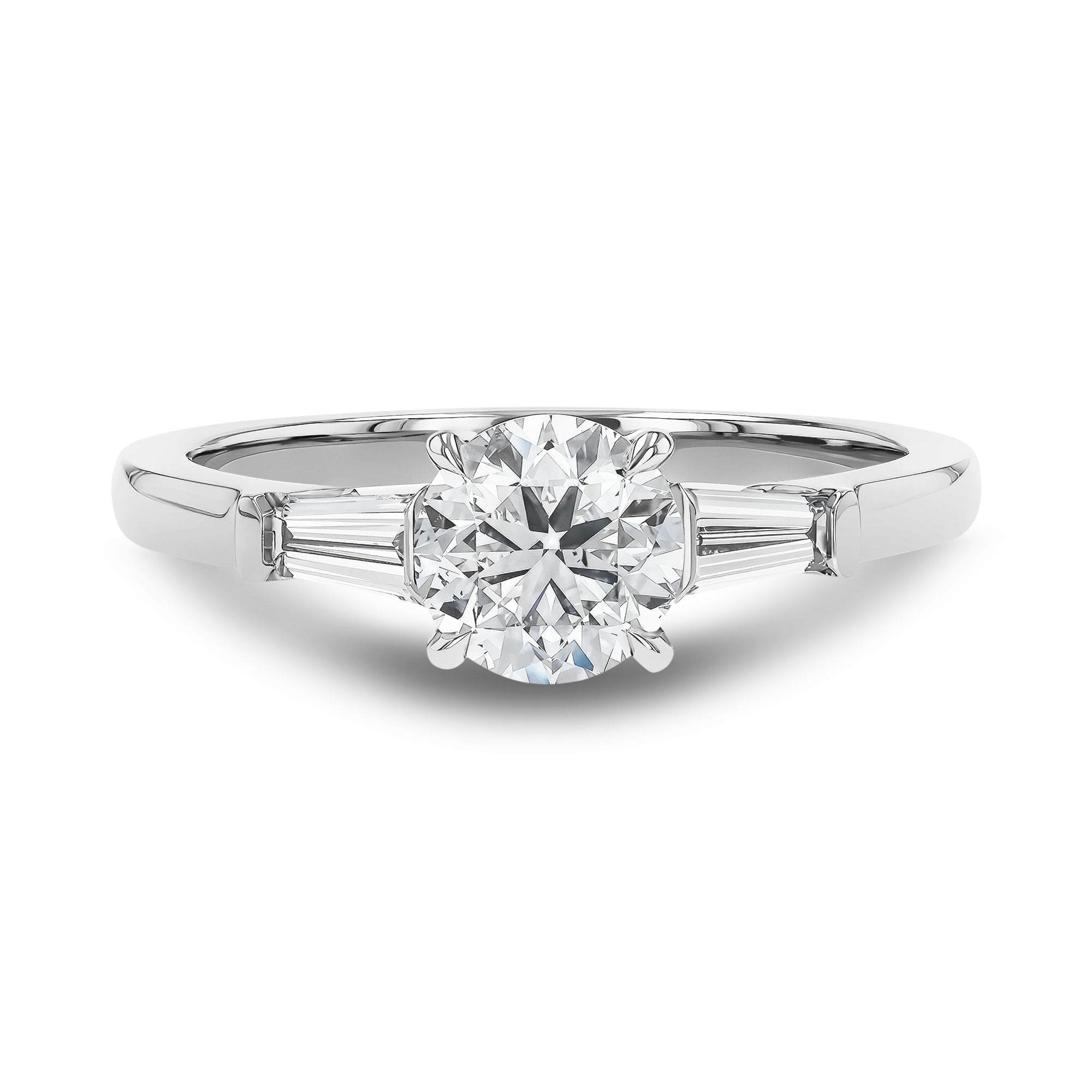 Regency 0.91ct Brilliant Cut Diamond Ring Brilliant & Tapered Baguette Cut, Claw Set_2