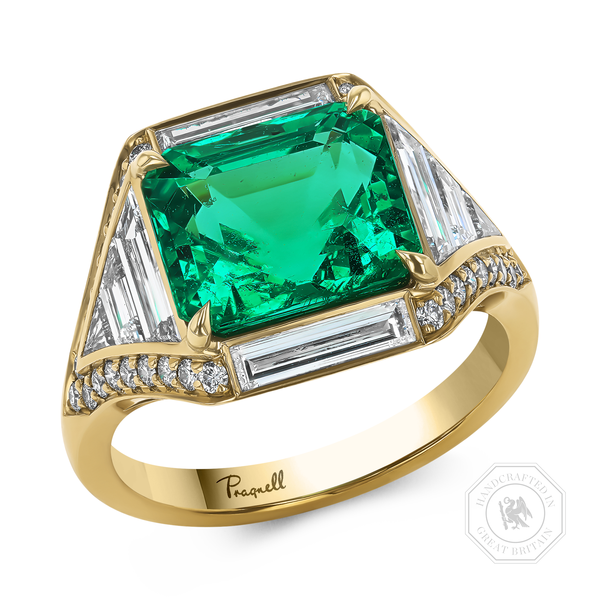 Masterpiece Astoria 4.006ct Octagonal Cut Muzo Emerald and Diamond Ring Octagonal Cut, Claw Set_1