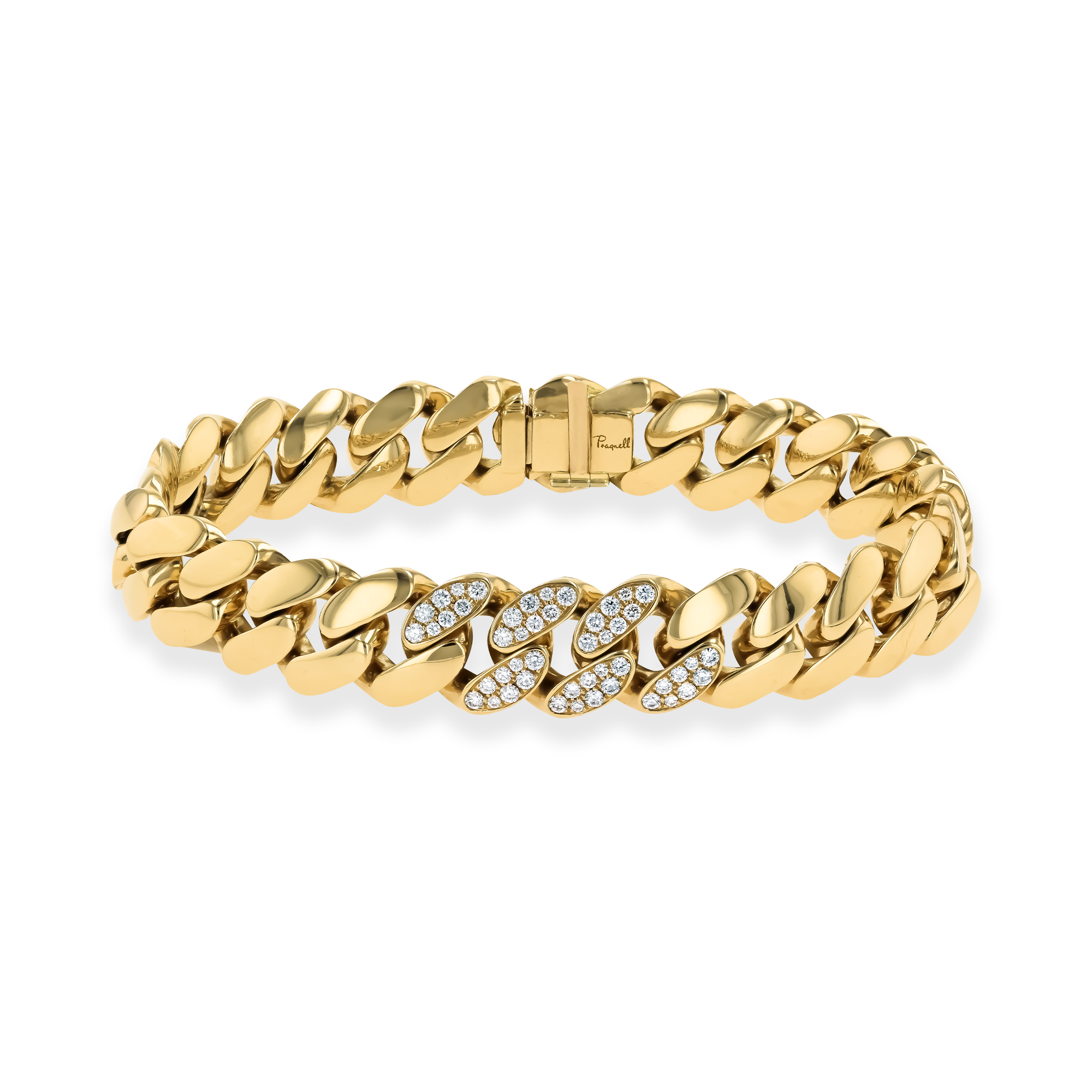 Fusion Polished Curb Link Bracelet (21cm) Brilliant Cut, Pave Set_1