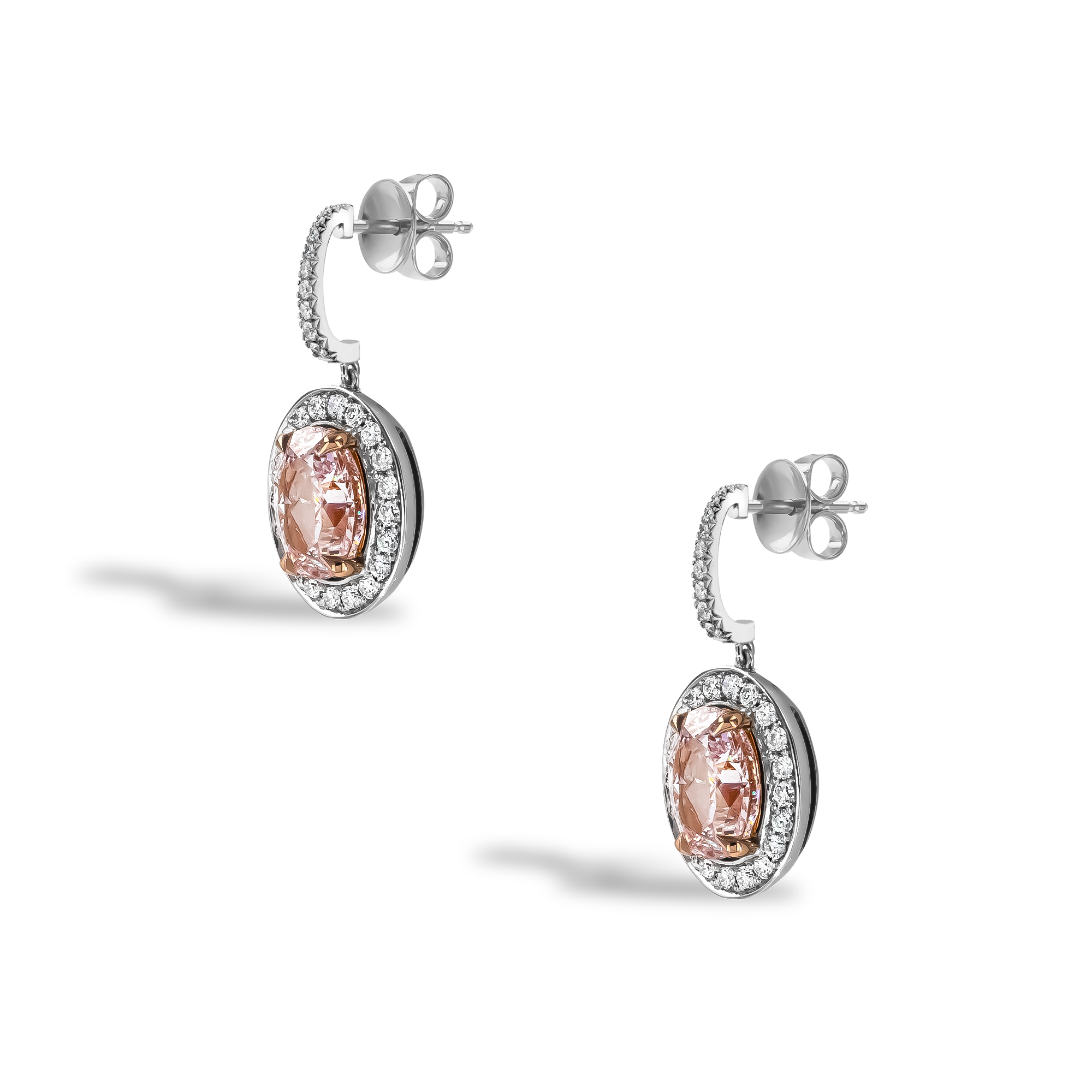 Masterpiece 2.08ct Pink Diamond Drop Earrings Oval Cut, Claw Set_2