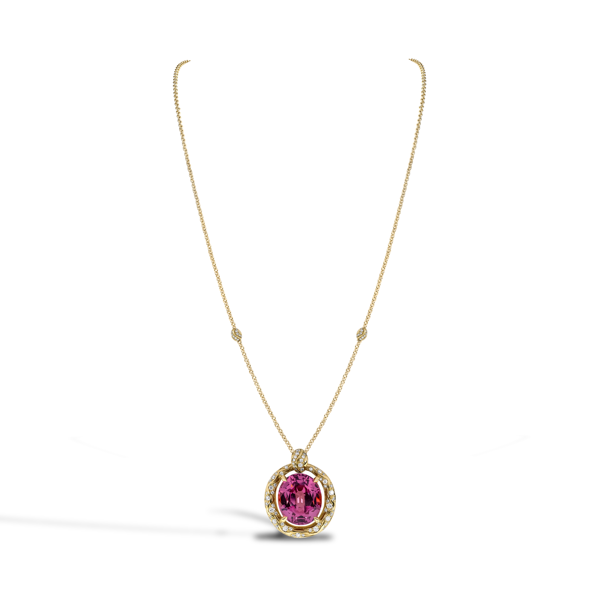 Masterpiece Oval Cut 7.46ct Kitulo Garnet and Diamond Pendant Oval Cut, Claw Set_2