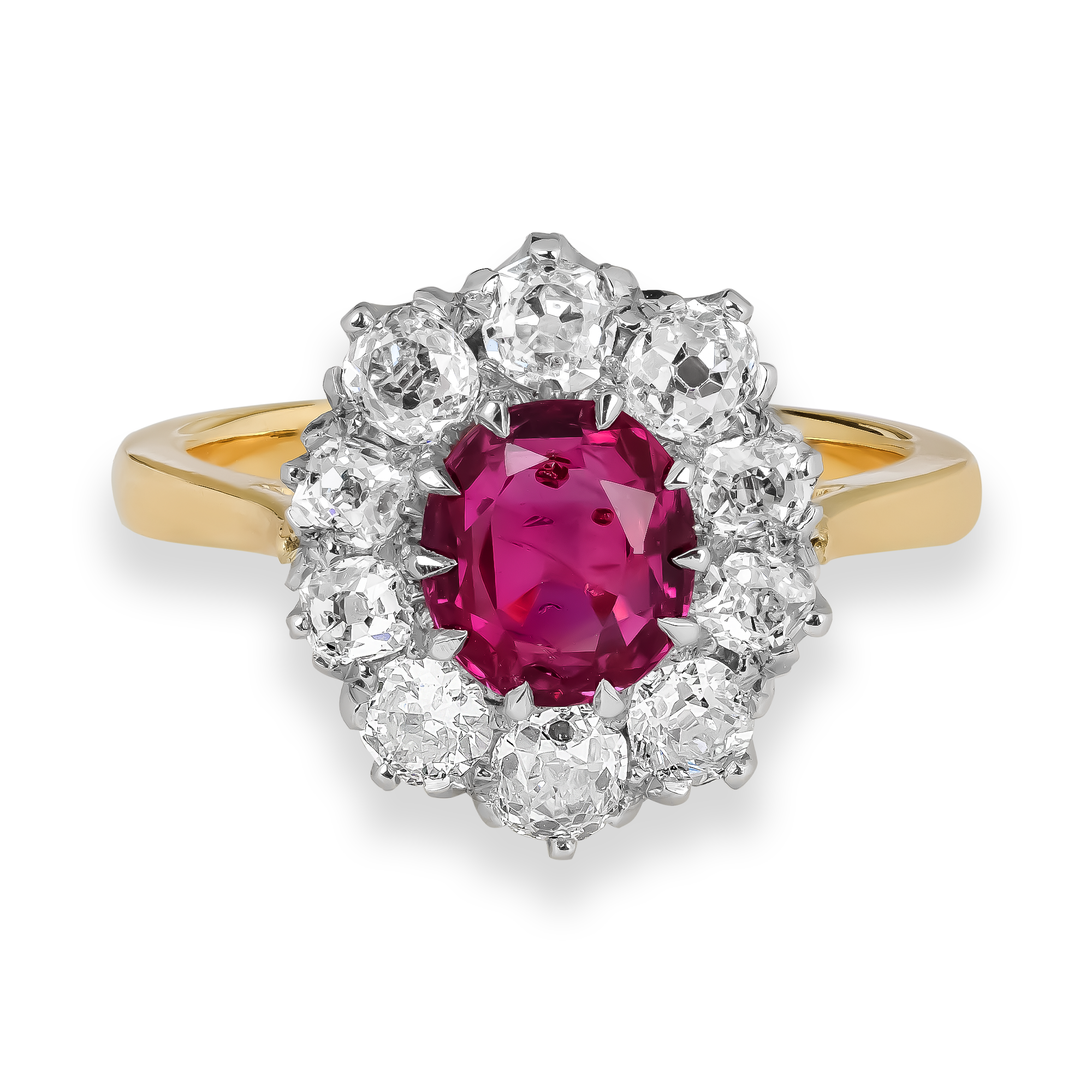 Oval Cut 1.10ct Ruby and Diamond Cluster Ring Oval Cut, Claw Set_2