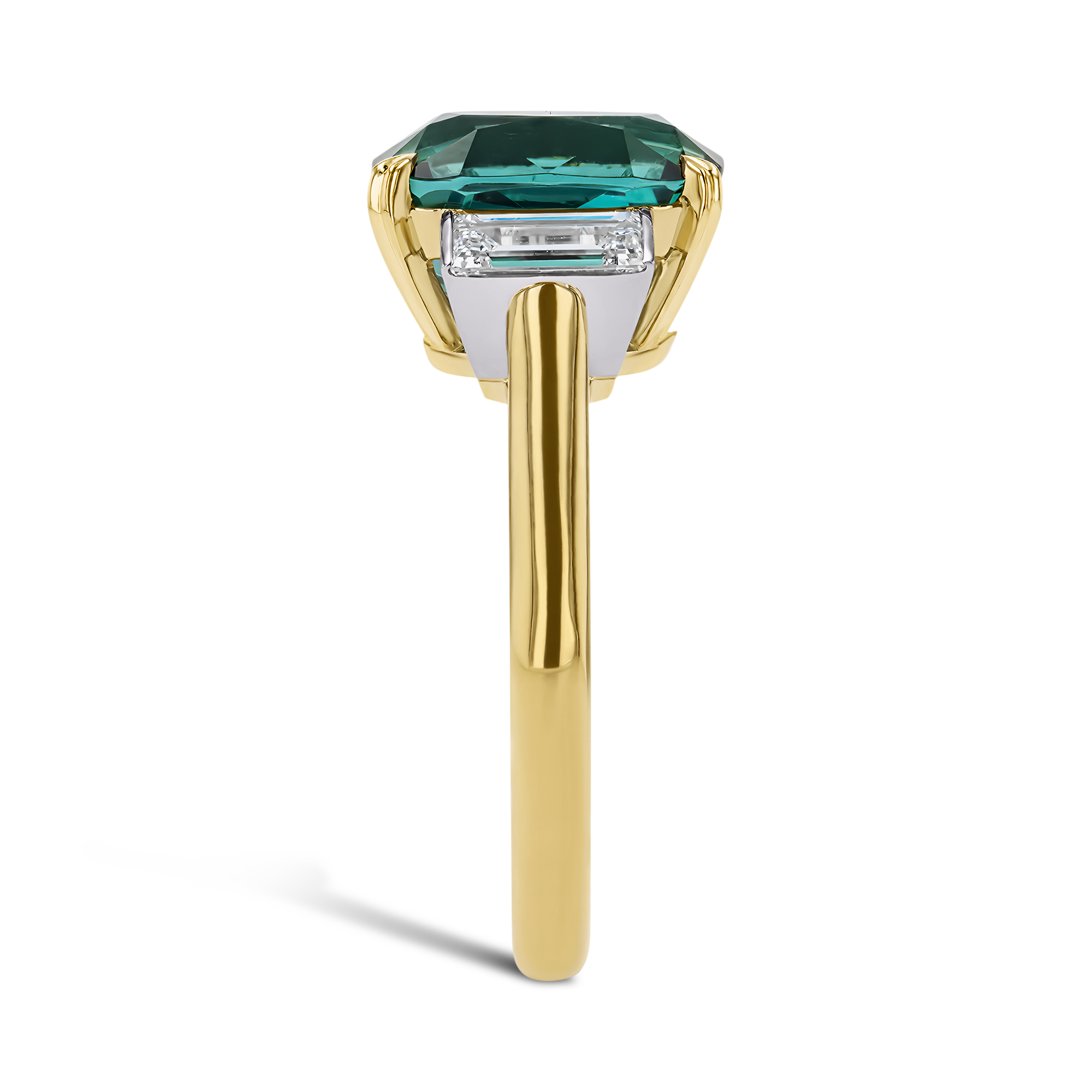 Cushion Cut 4.63ct Namibian Tourmaline and Diamond Ring Cushion Cut, Claw Set_4
