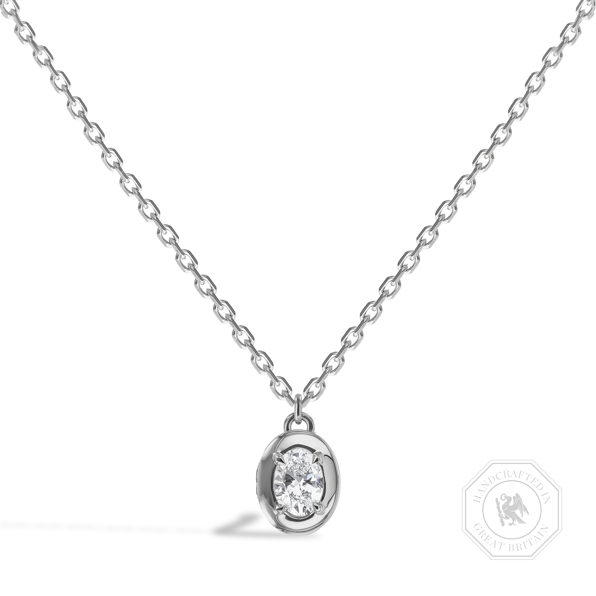 Skimming Stone 0.52ct Diamond Pendant Oval Cut, Claw Set_1