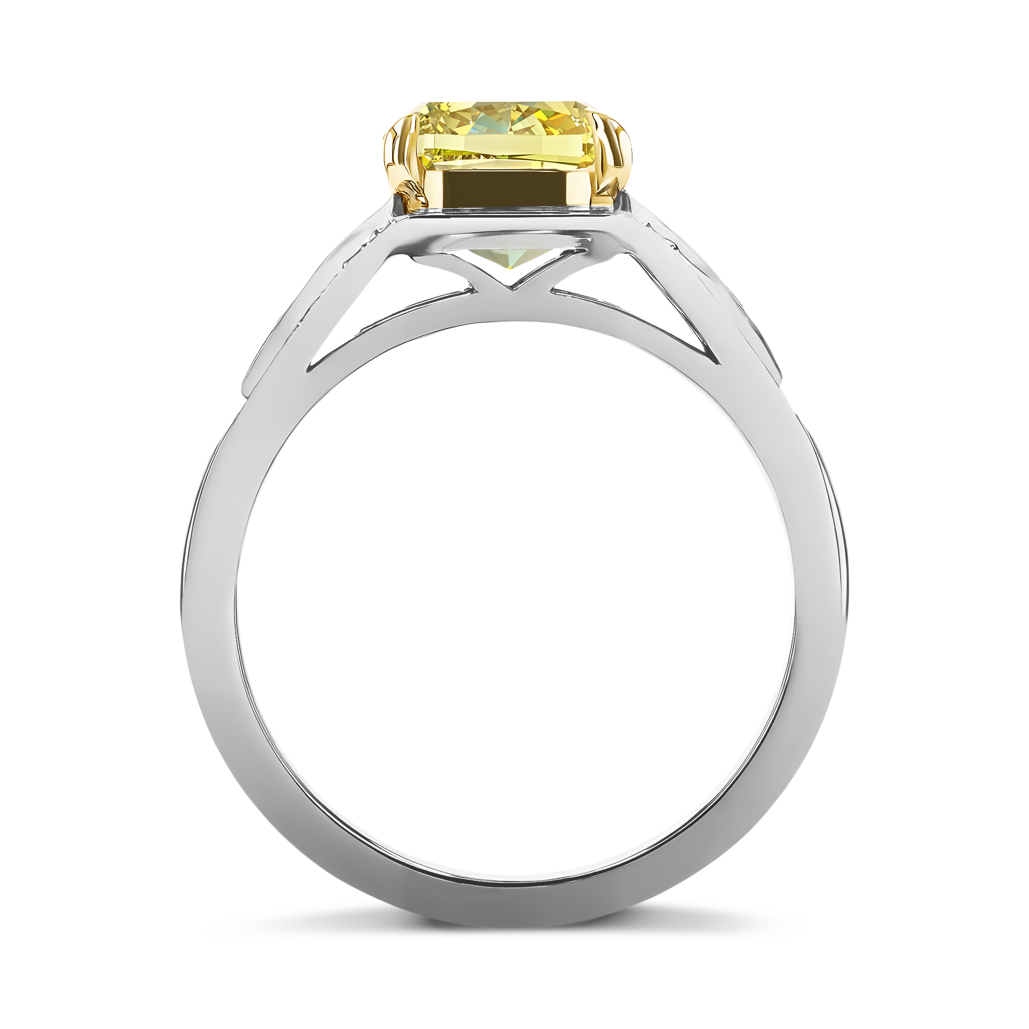 Masterpiece Astoria Fancy Vivid Yellow Radiant Cut Diamond Ring Radiant, Tapered Baguette, Triangular Corner & Brilliant Cut, Claw Set_3