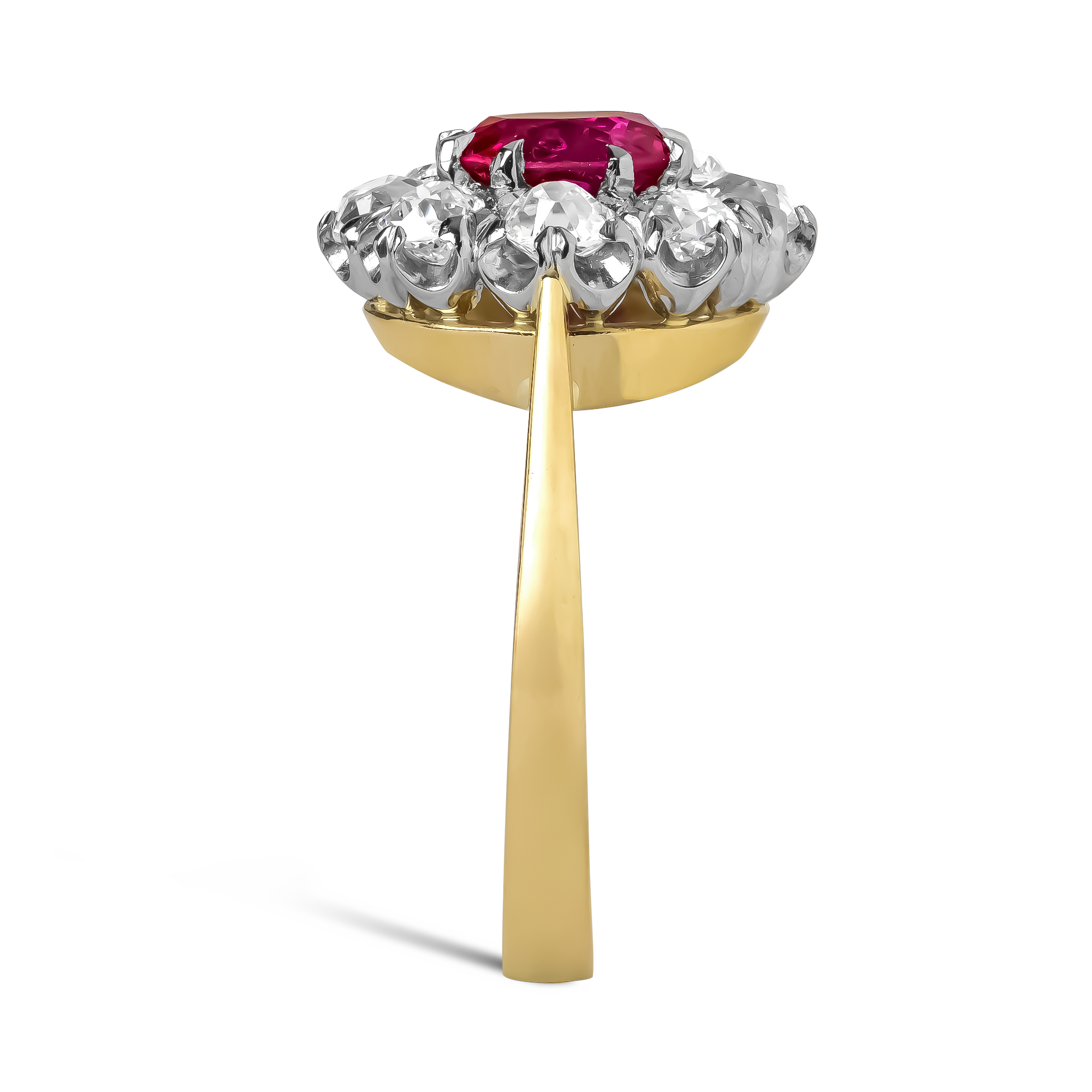 Oval Cut 1.06ct Burma Ruby and Diamond Cluster Ring Oval Cut, Claw Set_4