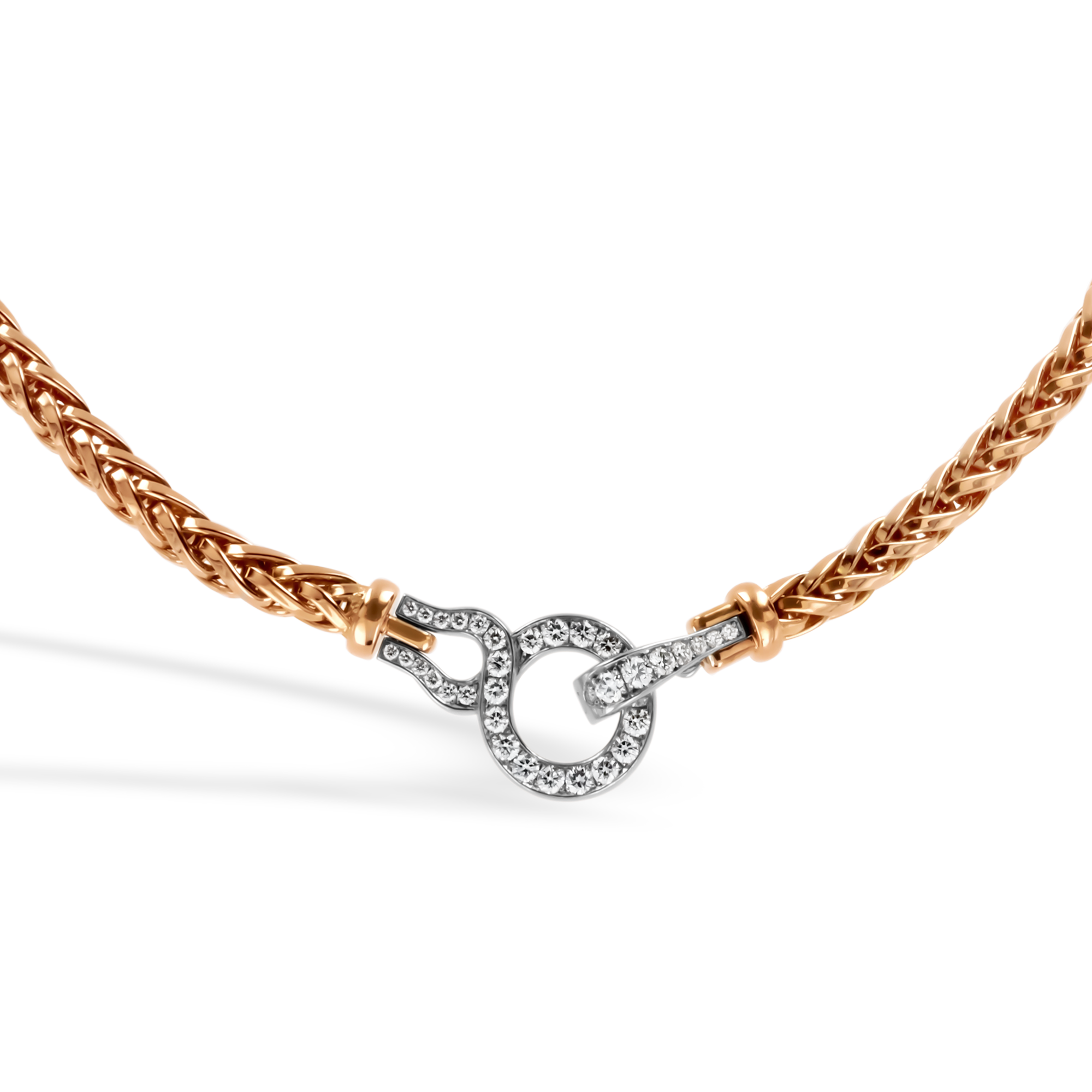English Chain Necklace with Diamond Clasp Brilliant Cut, Grain Set_2